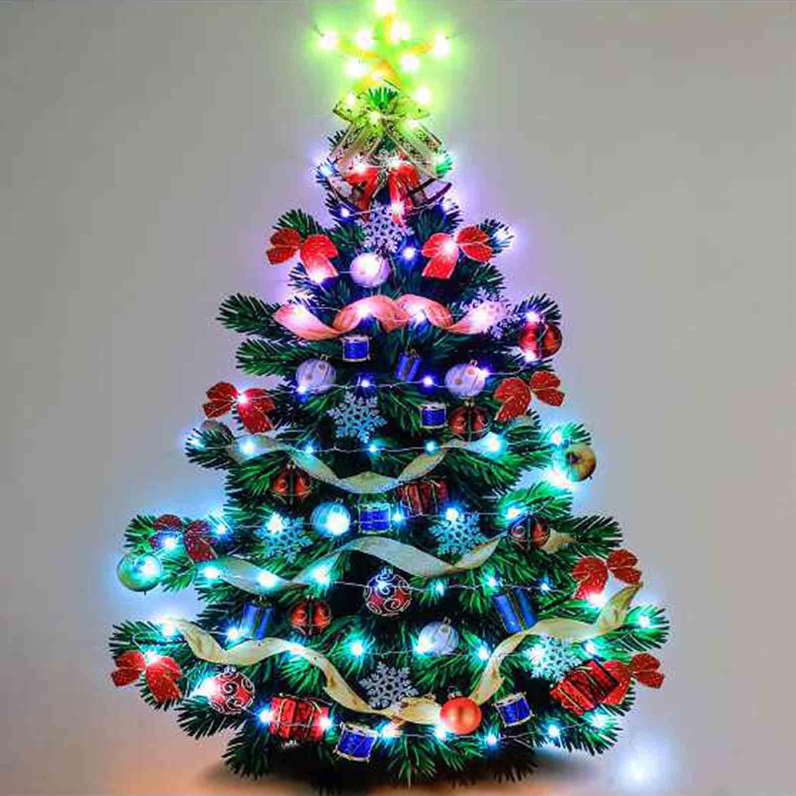 Filo di luci LED RGB, filo di rame, con telecomando, illuminazione decorativa per alberi di Natale ed eventi festivi, 50 luci, lunghezza 5 m