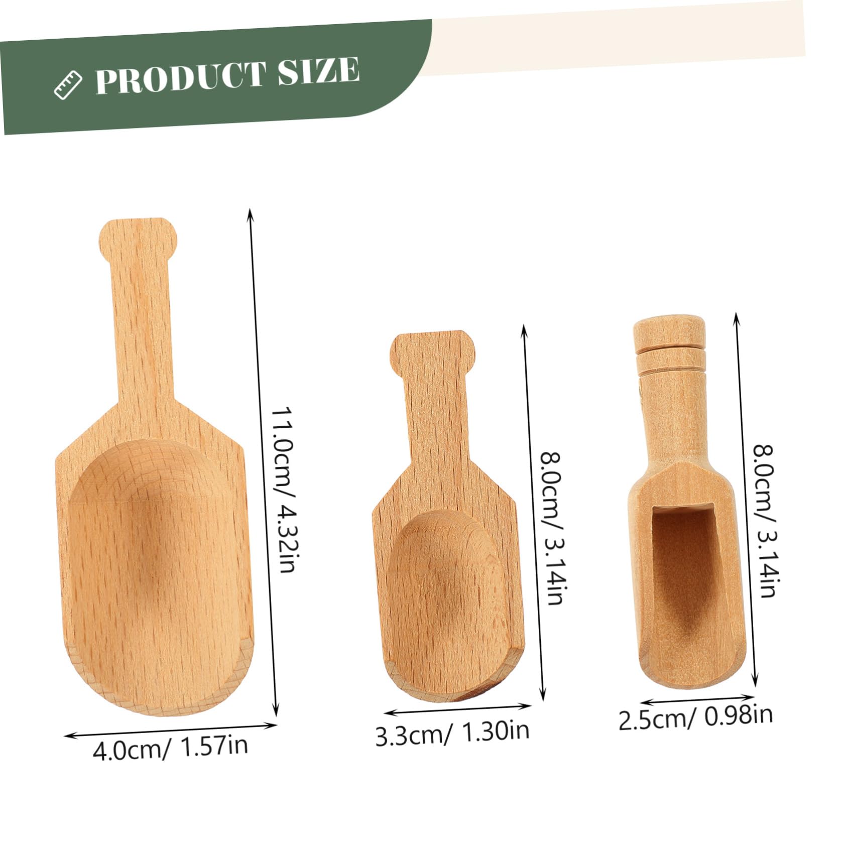 KICHOUSE 3Pcs Wooden Scoops for Bath Salt Tea and Powder Compact Japanese Style Spoons for Easy Measuring and Storage for Fertilizer and Seasoning Use
