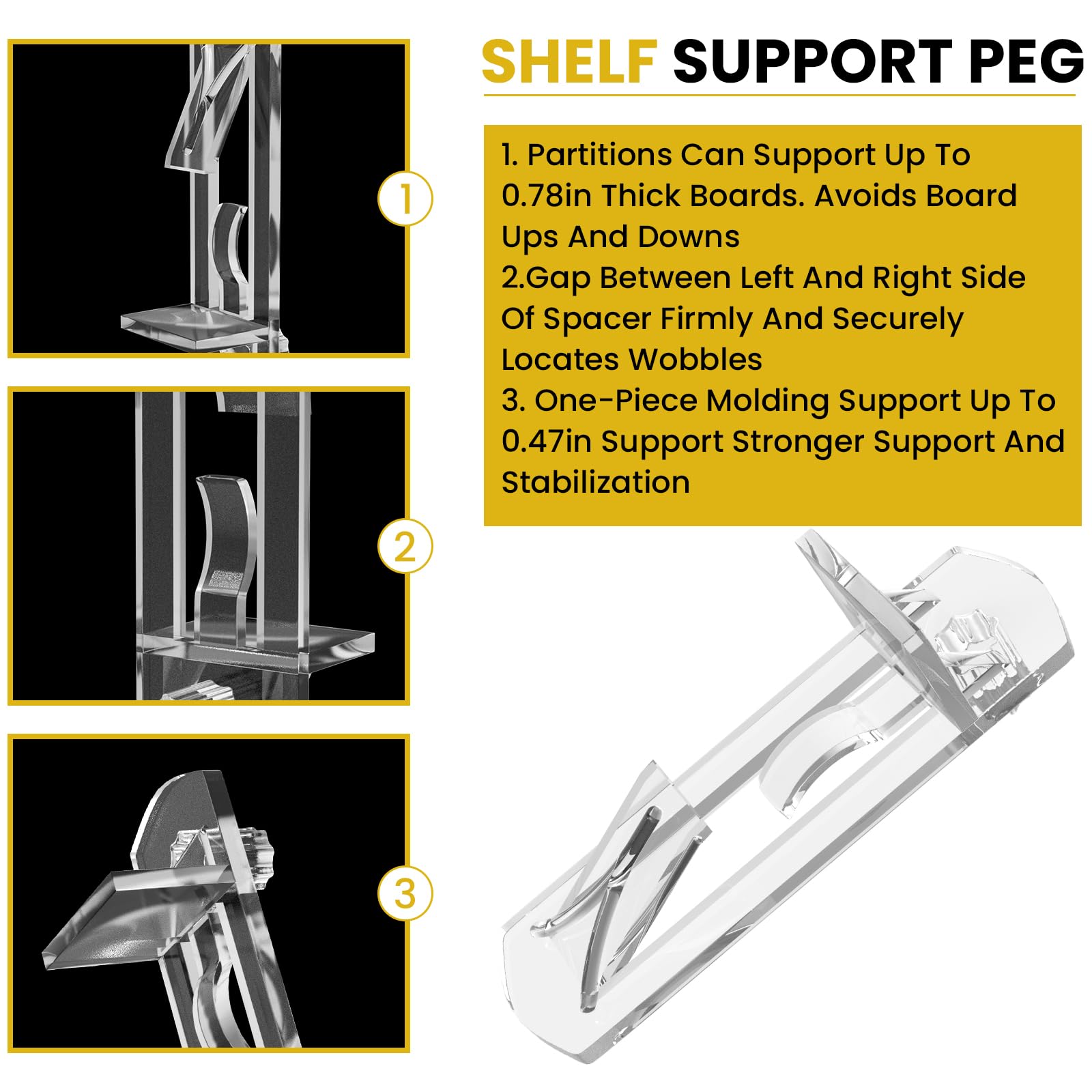 Shelf Support Nails 20 Pieces Transparent Plastic Lock Rack Support Pin Clips — Amazon image 4