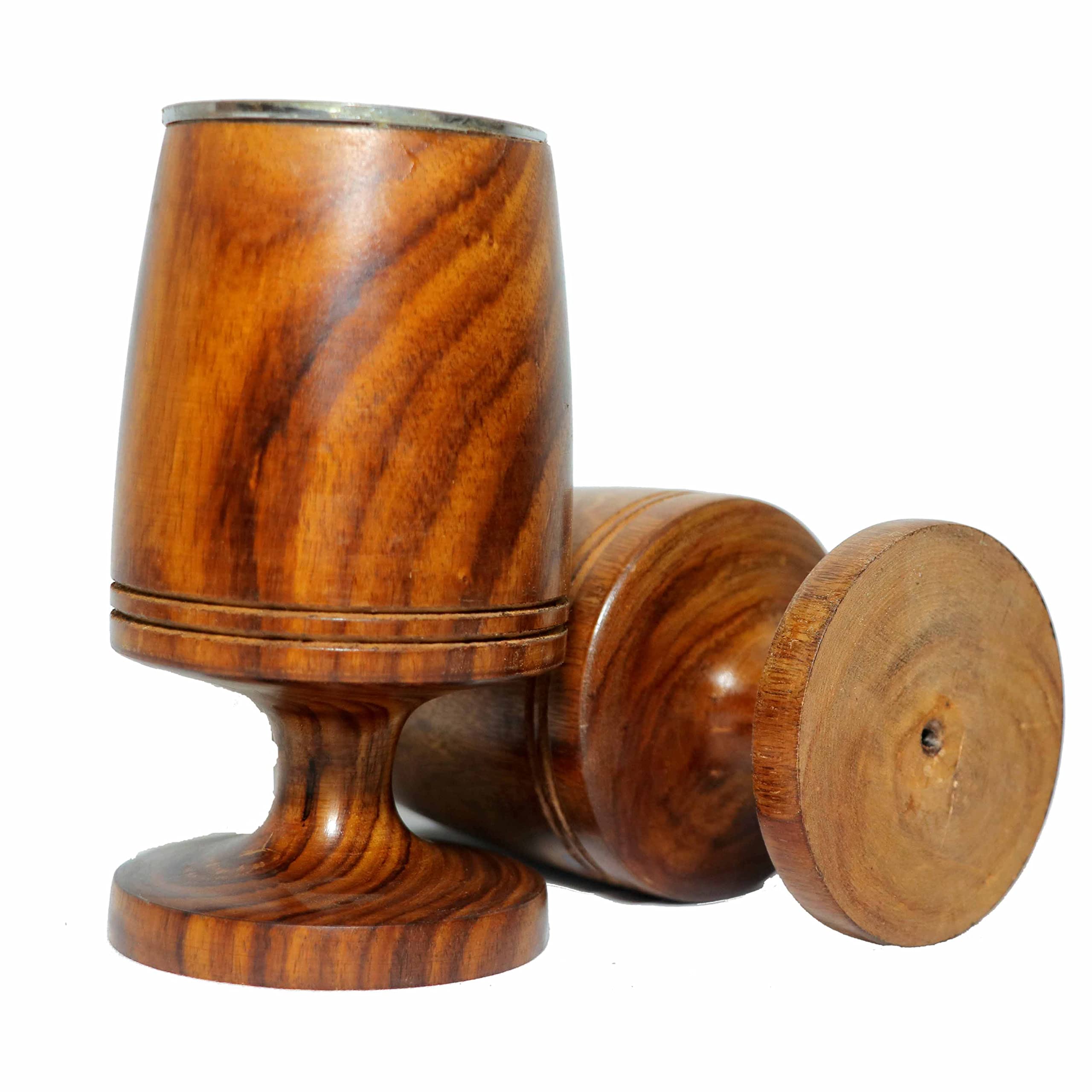Set mit 2 handgefertigten Weinkelchen aus Holz im Vintage-Stil, Bärenbecher für Geschenk, Holzkrug