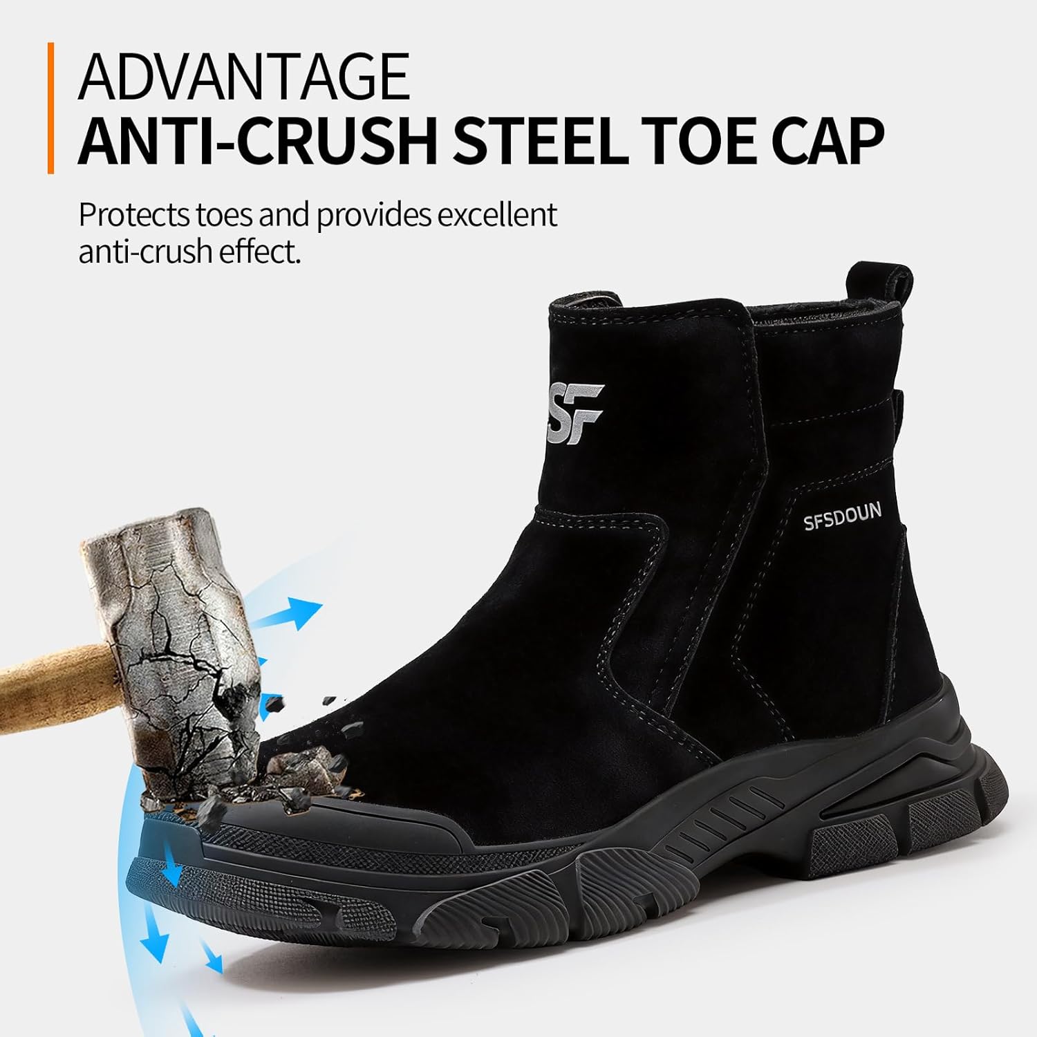 Work Boots for Men Slip On Welding Boots for Men Indestructible Steel Toe Boots Men's Steel Toe Shoes Fireproof Safety Toe Shoes Construction Boots for Welder Men's Work Shoes. - Image 3