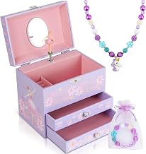 Musical Jewelry Box for Girls - Ballerina Music Box with 2 Sliding Drawers - Birthday Gifts for Kids Age 3-10