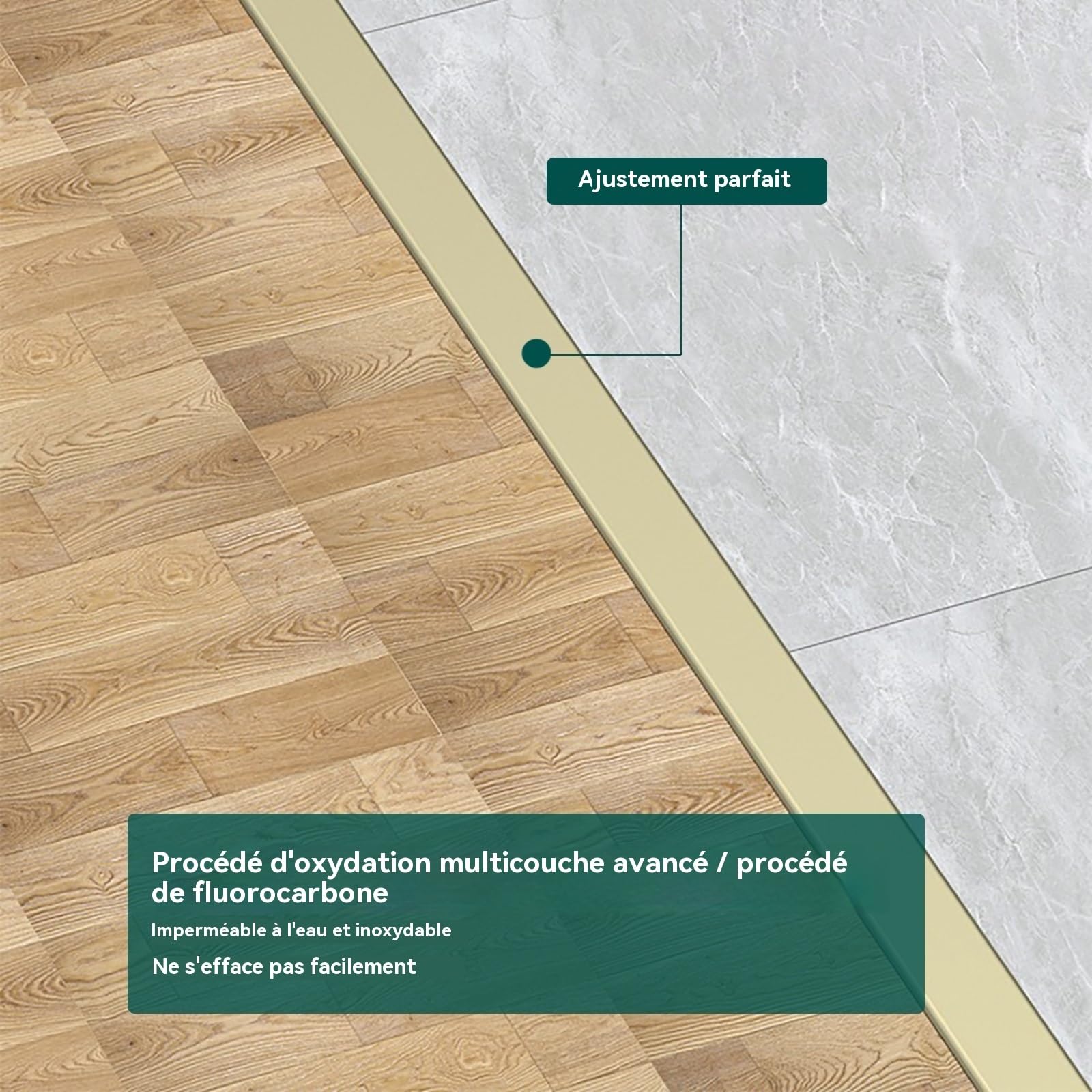 Baguette De Finition Carrelage Profil En T Barre Seuil 90cm* 3 Pièces Profile Aluminium Carrelage Pratique Pour Accessibilité Et Sécurité, Pour Maison Et Bureau(Champagne,60mm)