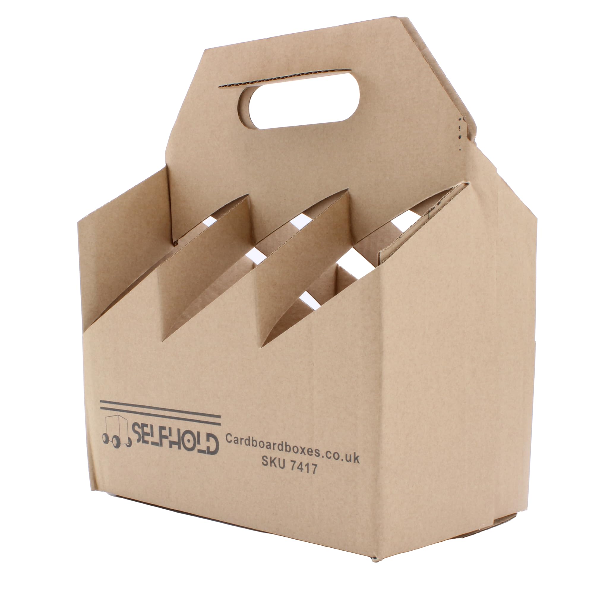 SelfHold 6 Bottle Wine Carriers - Eco-Friendly Brown Cardboard Wine Bottle Gift Packaging (Pack of 50) *Made in Britain* (165 x 250 x 320mm / 16.5 x 25 x 32cm)