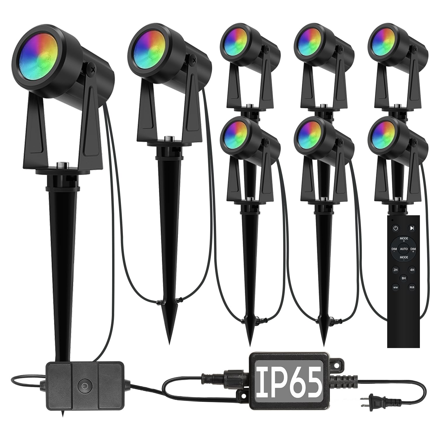 Photo 1 of SUNTHIN Outdoor Landscape Spotlights, RGBW Color Changing, 8 Pack