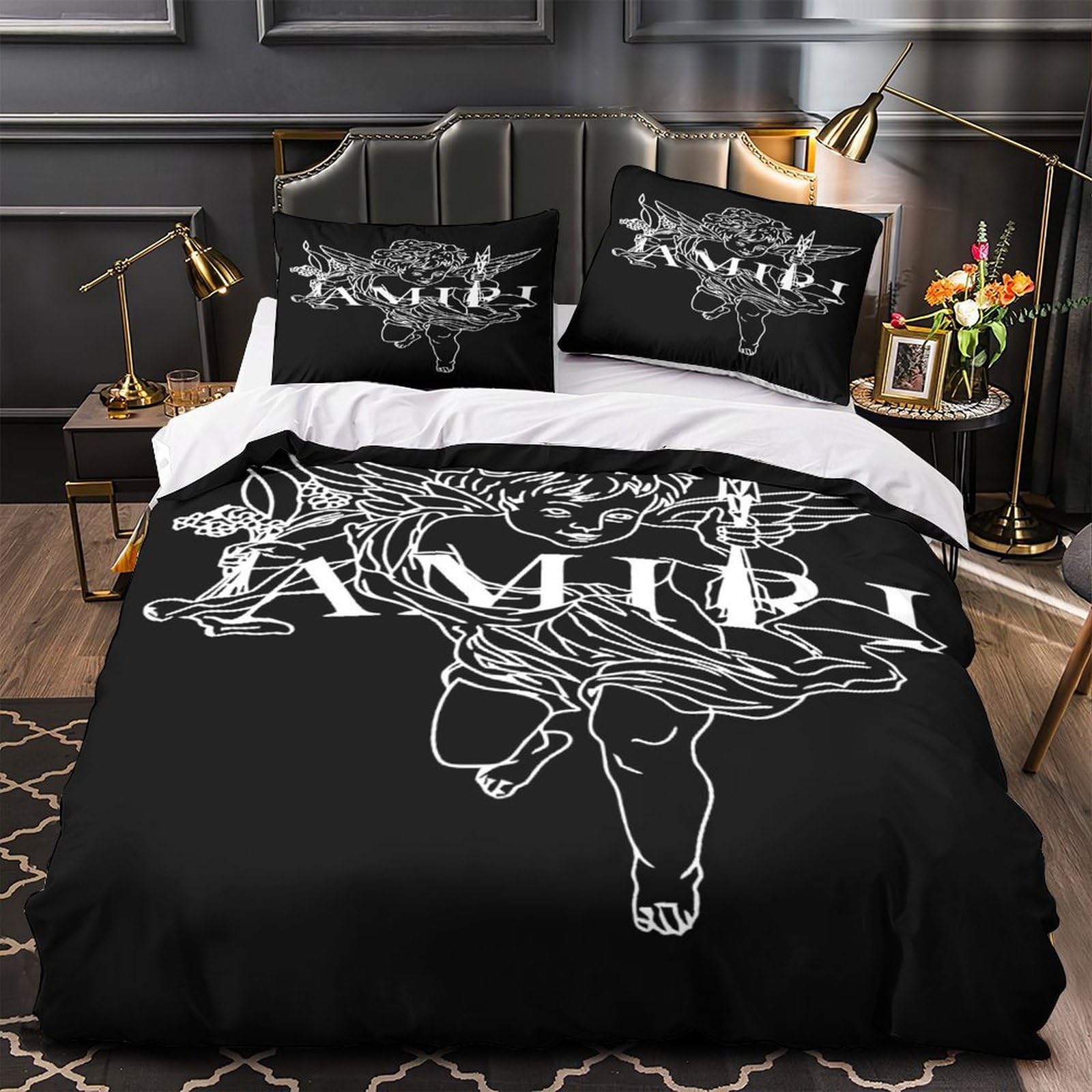 Housse de couette chérubin angélique 3D imprimé microfibre drap lit vintage 260x220