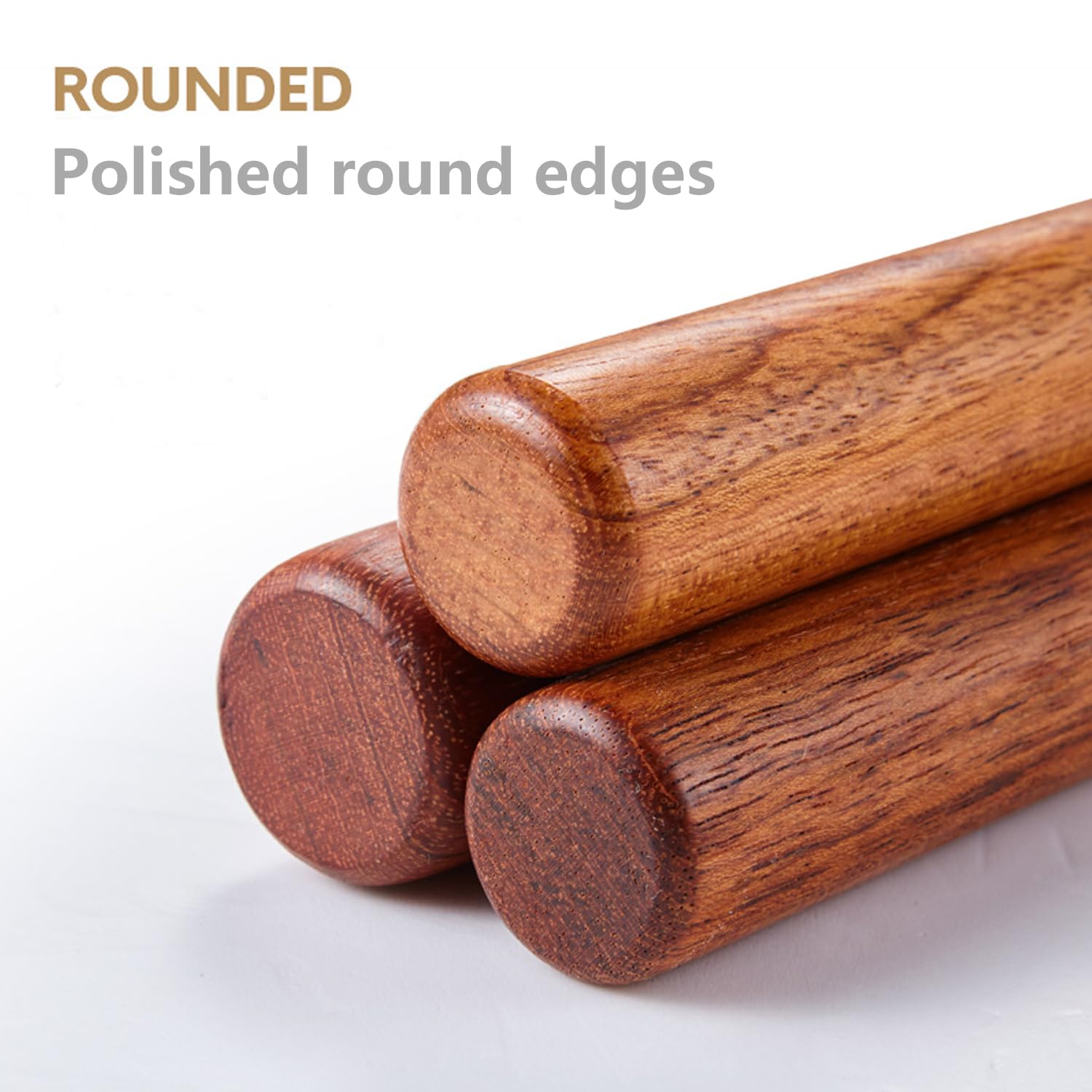 Französisches Nudelholz aus Holz zum Backen – QUELLANCE Teigroller aus Holz mit Silikon-Backmatten-Set, Palisander-Nudelholz zum Backen von Teig, Pizza, Kuchen, Gebäck, Nudeln und Keksen, rote