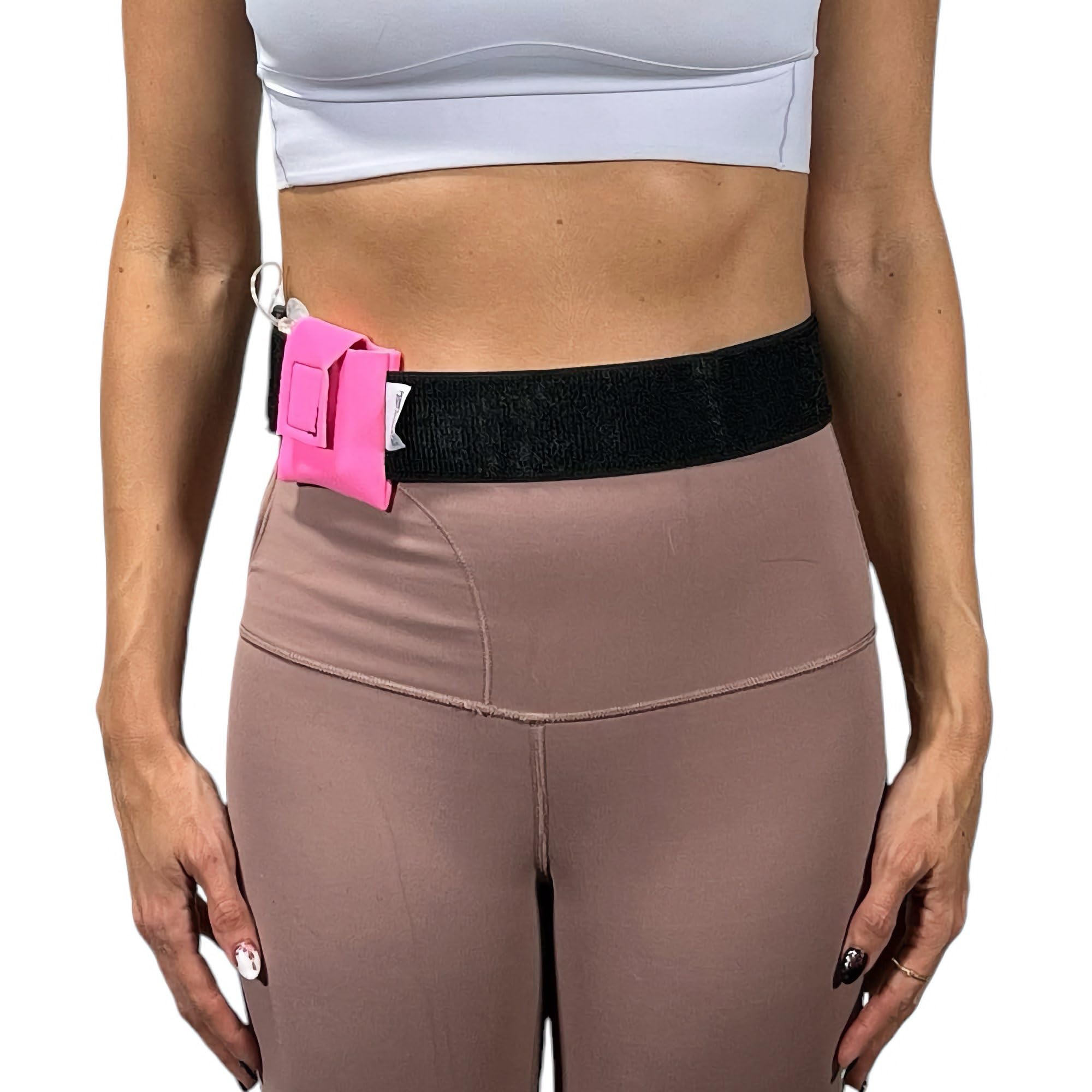 Pumpcases Adjustable Pink Insulin Pump Belt – Diabetic Insulin Pump Stretch Band – Waist Belt Insulin Pump Case – Compatible with Mobi – Assembled in The USA (Large)
