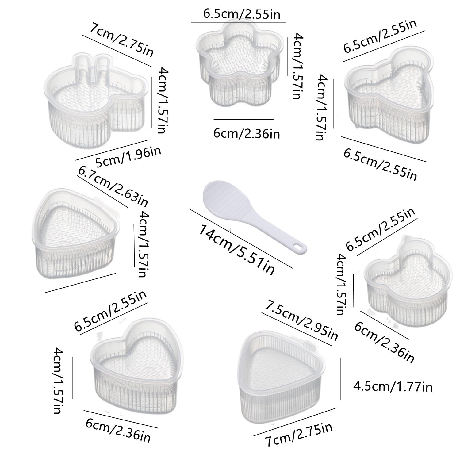 RUIENGCOMM 8Pcs Cartoon Onigiri Mould Rice Ball Maker Sushi Making Kit Craft Homemade Sushi Classic Triangle Sushi Mould for Home Kitchen Restaurants Soup Plates - Image 2