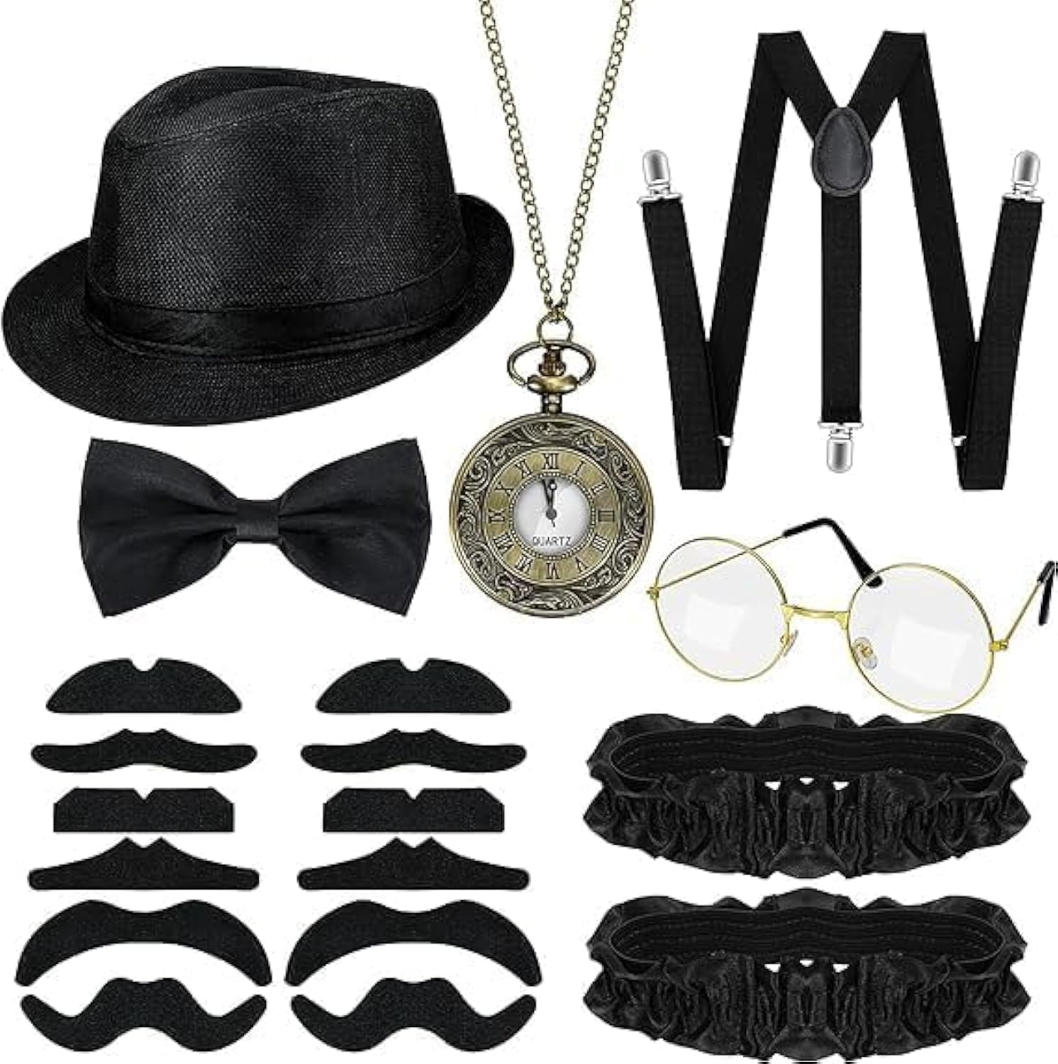 ChicAbode Gatsby Accessories for Men - Roaring 20s Retro Costume, 1920s Gangster Accessories