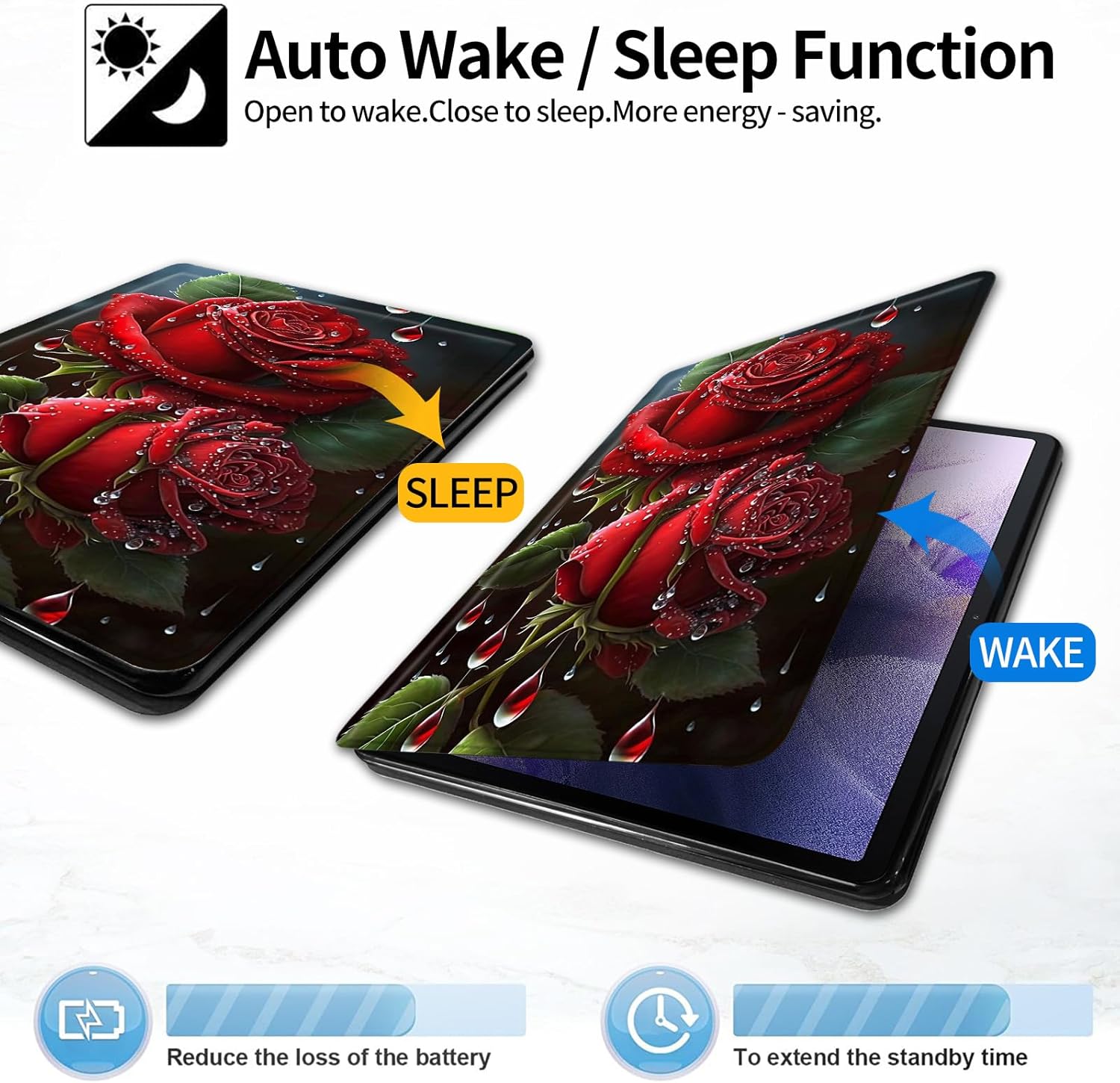 Case for 10.1" All-New Fire HD 10 Tablet (13th Generation,2023 Release) -PU Leather Slim Standing Smart Cover Case with Auto Sleep/Wake for Fire HD 10 2023,Red Rose