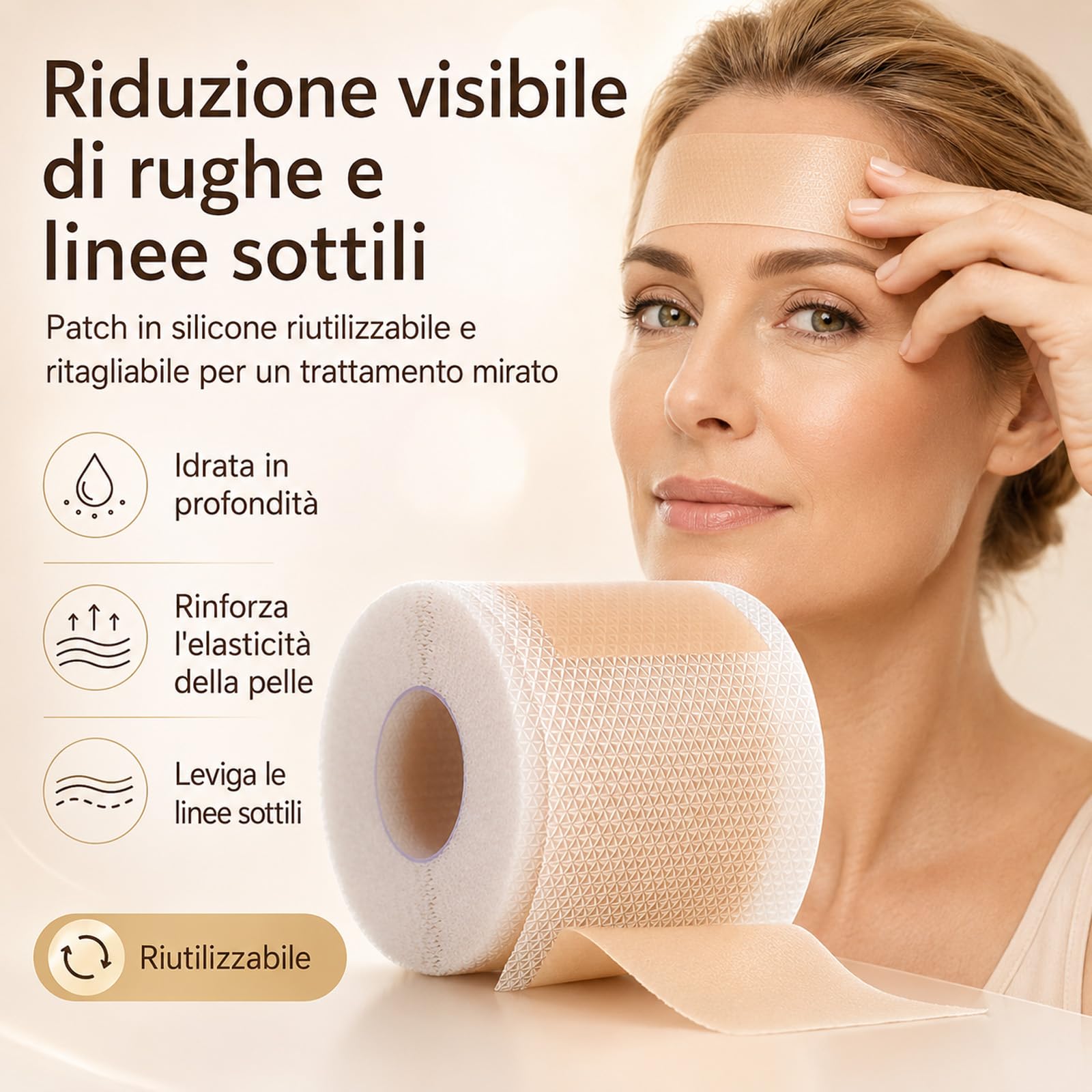 Nuvee Patch Antirughe in Silicone – Trattamento Viso, Collo e Décolleté, Idratante, Levigante, Riutilizzabile, per Rughe e Linee Sottili
