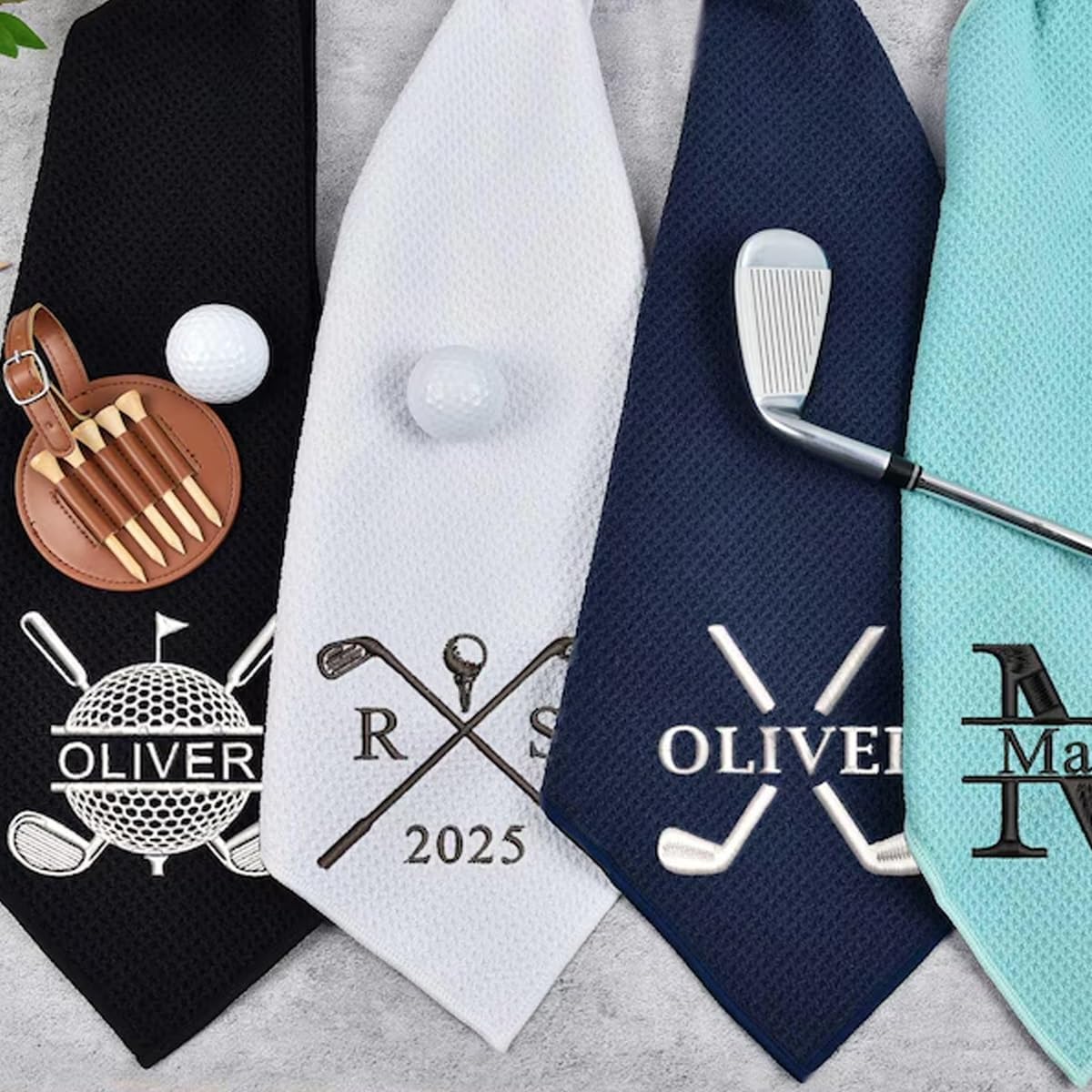 Asciugamano da golf personalizzato ricamato con monogramma logo regalo per papà festa del papà