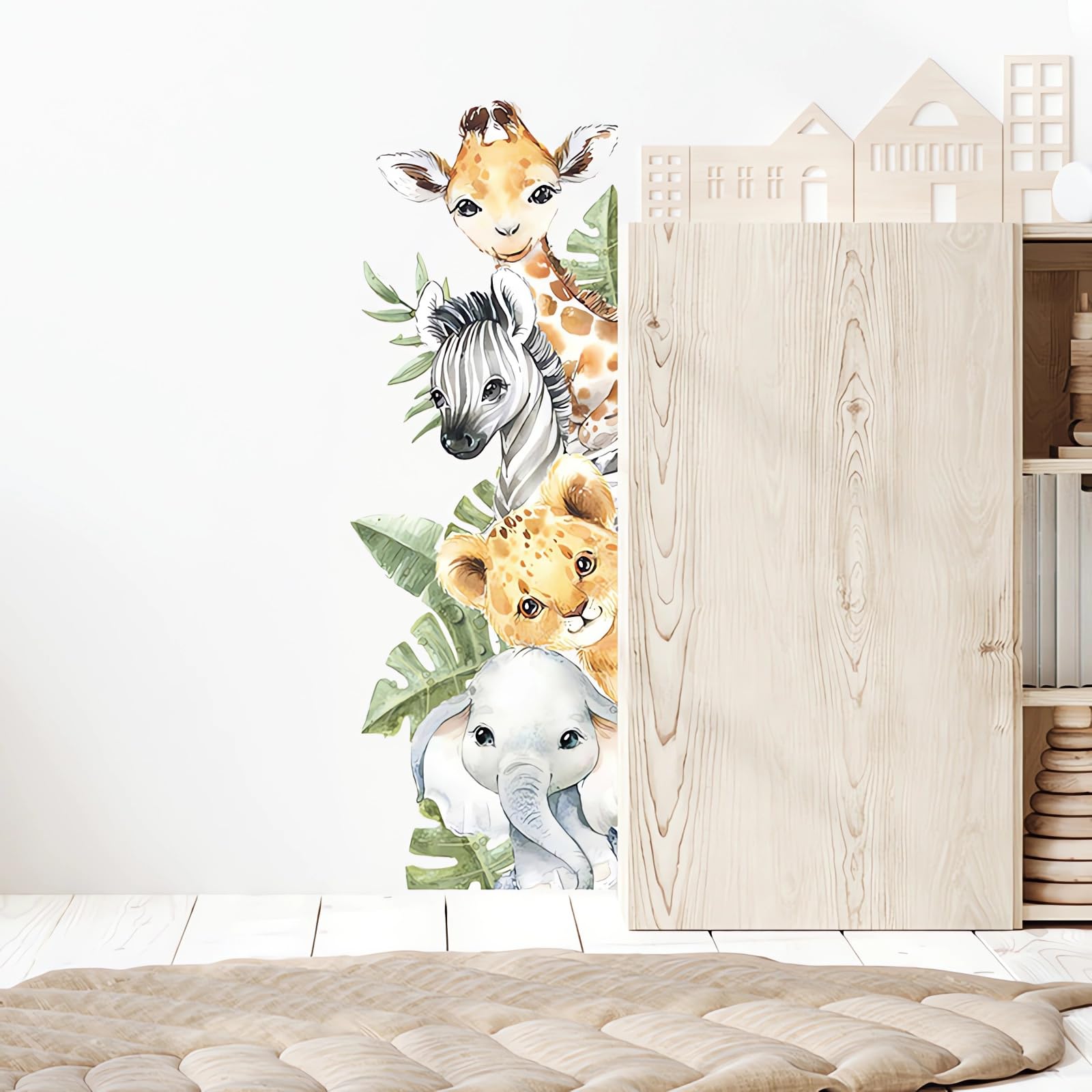Stickers muraux animaux de la jungle amovibles sans trace pour murs de chambre