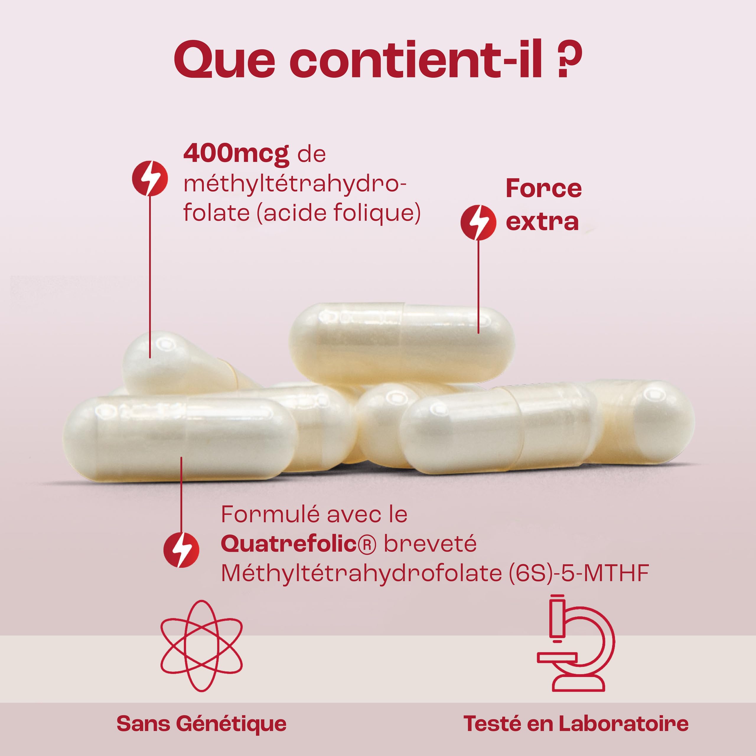 Jarrow Formulas, Methyl Folate (5-MTHF), 400mcg, Acide Folique, 60 Capsules végétaliennes, Testé en Laboratoire, Sans Gluten, Végétarien, Sans Soja, Sans OGM