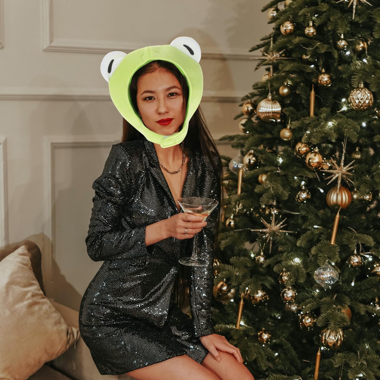 PRETYZOOM 2Pcs Rabbit Ear Hat Green Frog Hat Plush Animal Ear Headwear Set Animal Cosplay Costume Accessory Photo Props Easter Day Party Supply - Image 5