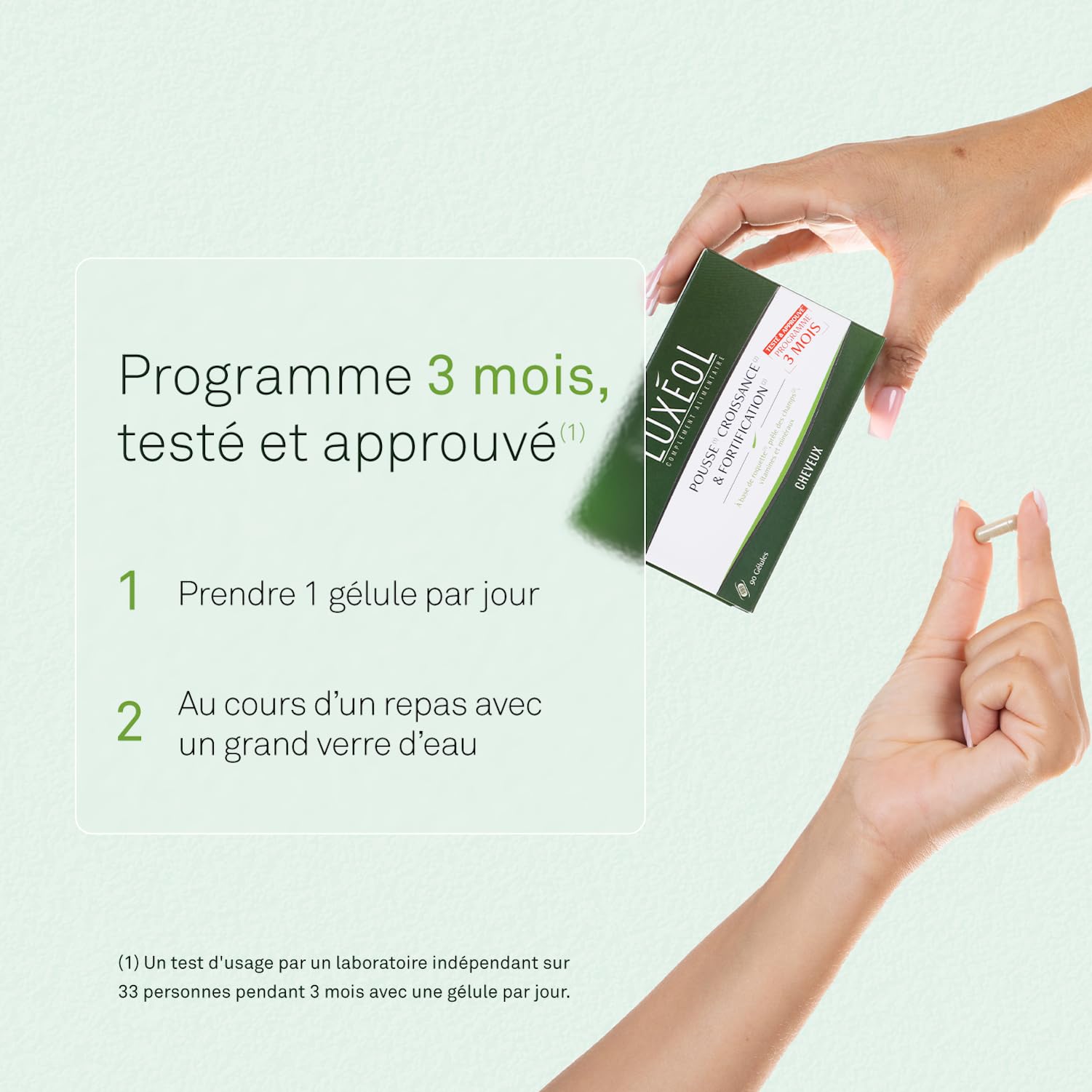 LUXEOL - Routine Croissance In & Out* - Cheveux + longs + vite - Shampooing (200 ml) + Conditionneur (150 ml) + Sérum (100 ml) + Complément Alimentaire Pousse, Croissance & Fortification (3 Mois)