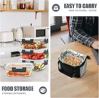 Vista 4 de Paquete de 6 recipientes pequeños de vidrio de 12 onzas para preparación de comidas, recipientes de vidrio para almacenamiento de alimentos