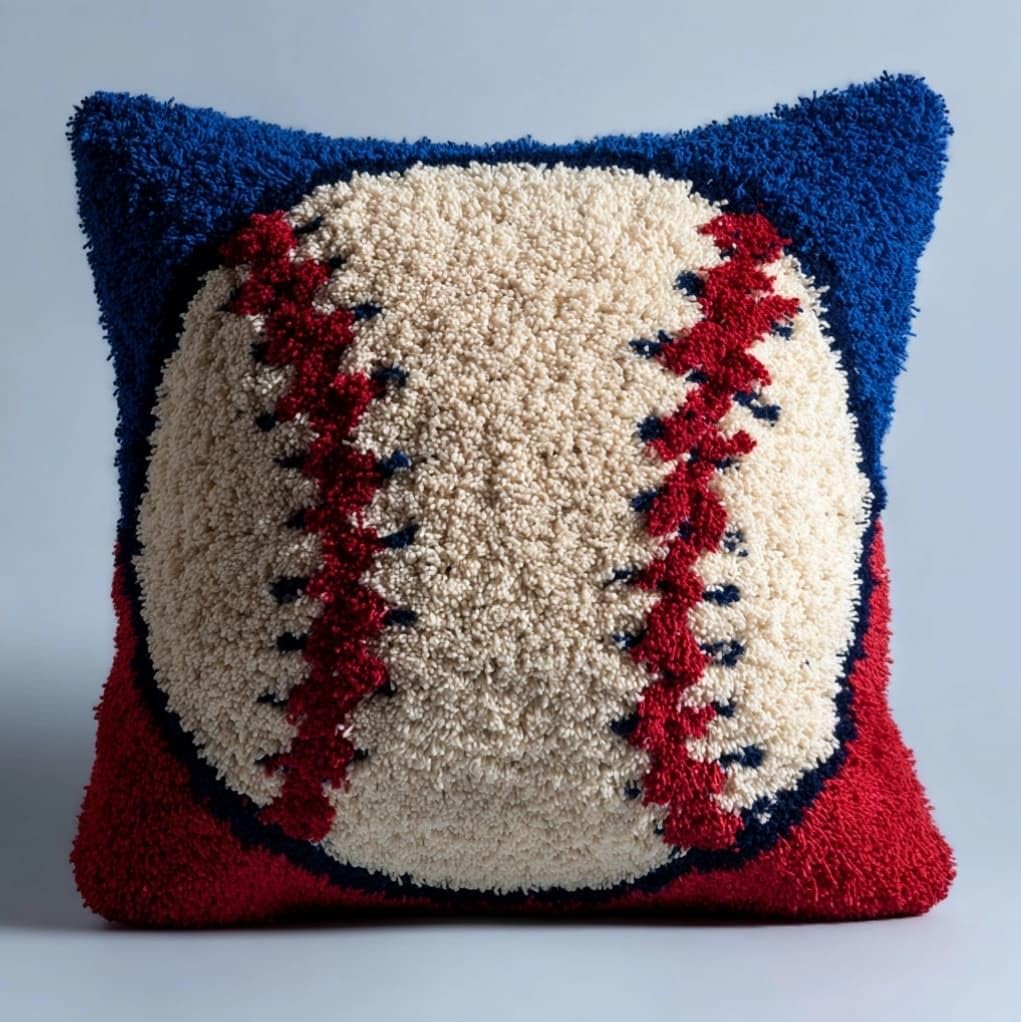 AxiangziK Latch Hook Cushion Kit 43x43cm,Baseball