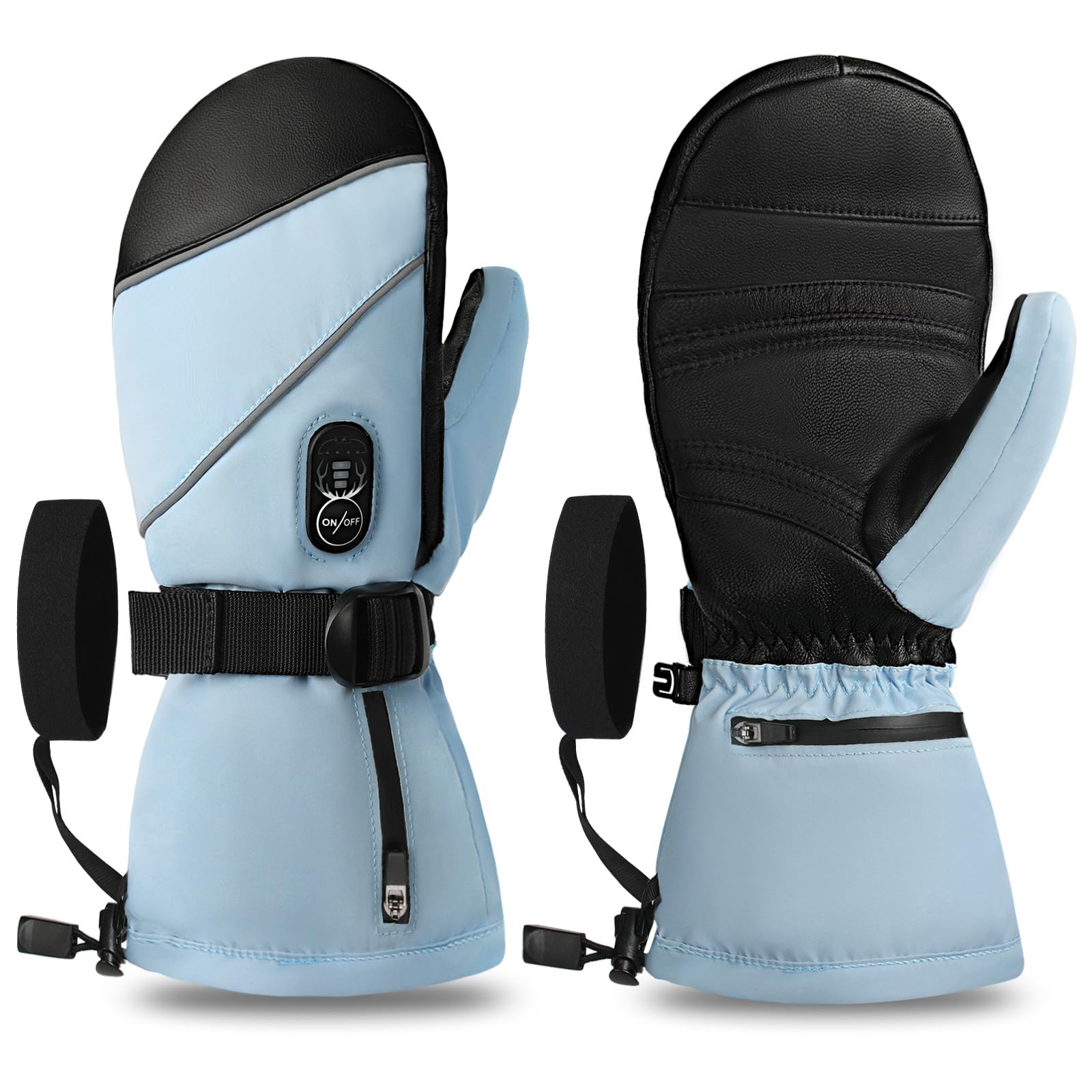 Guantes Calefactables de Esquí Day Wolf para Hombre y Mujer, Batería Recargable 3000mAh, 10h Calor, Carga Rápida USB-C, Impermeables y Resistentes al Viento
