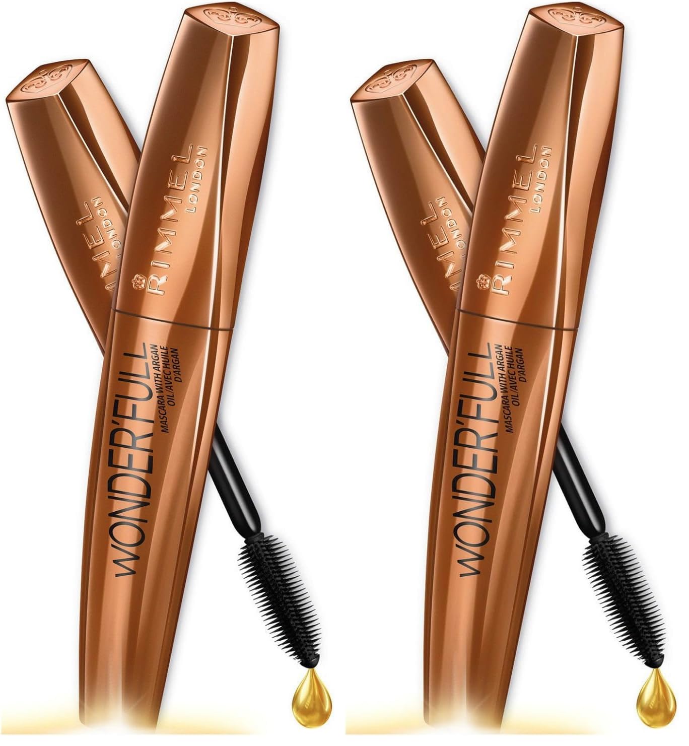Rimmel London Wonderfull Argan Oil Máscara de Pestañas Tono Black - 11 ml (Paquete de 2) en oferta en Amazon