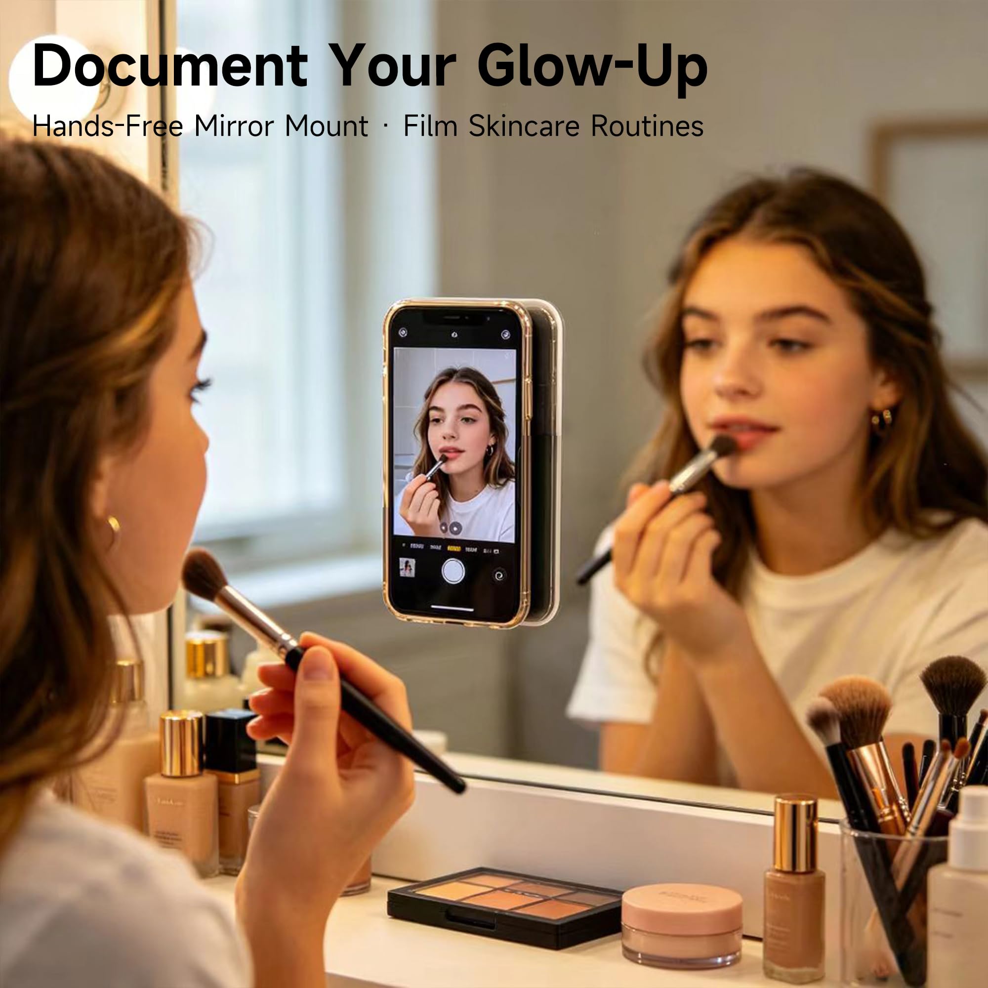 Funda de silicona con ventosa de doble cara para teléfono, soporte desmontable, manos libres, reutilizable, fácil de limpiar, soporte de agarre fuerte para selfies y videos, compatible con iPhone y