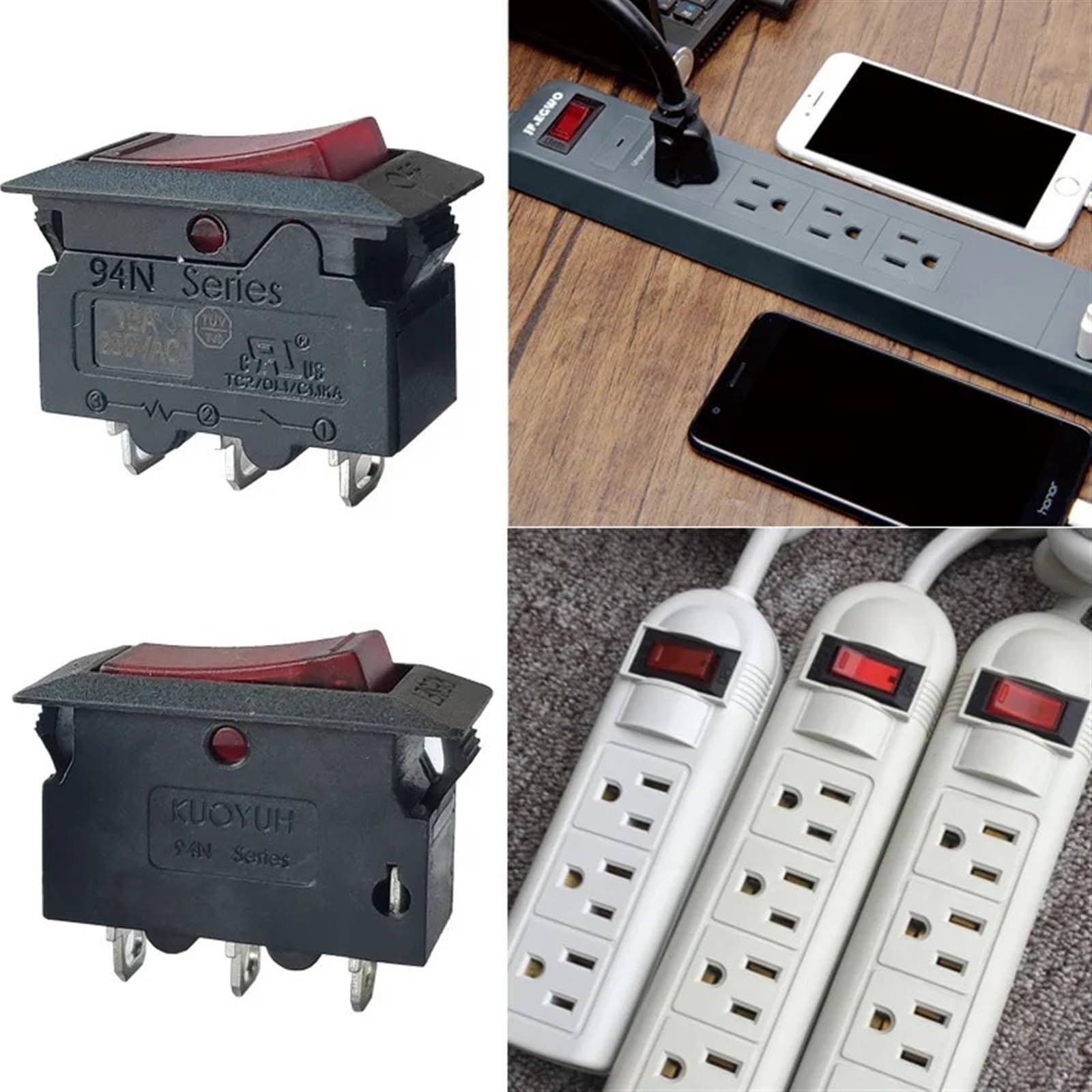 Protezione da sovraccarico con interruttore a bilanciere 16A, nera(16A Black)