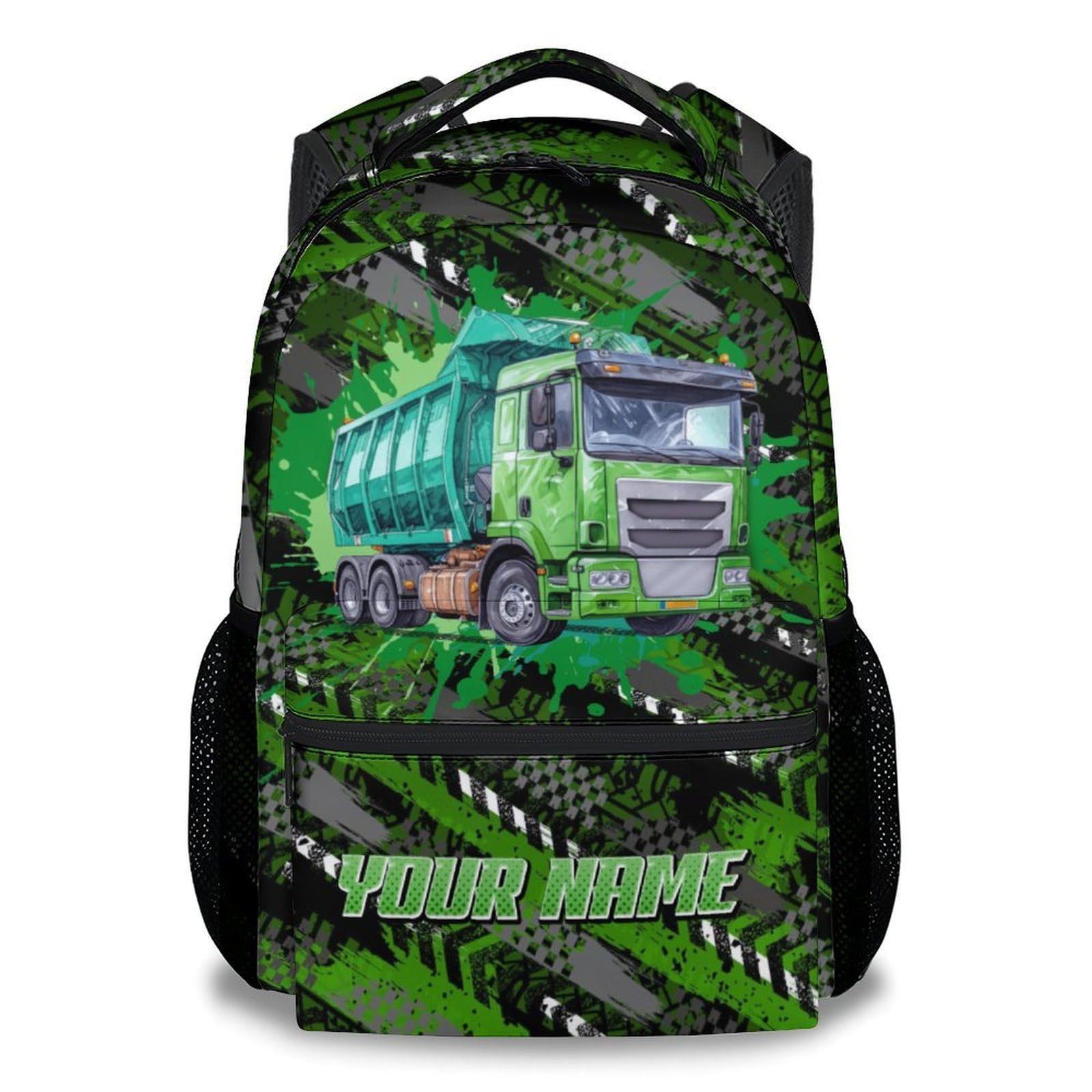 Mercuryelf Kid Backpack for School, Travel - Cool Garbage Truck Bookbag for Boys - Personalized School Bag for Primary Middle