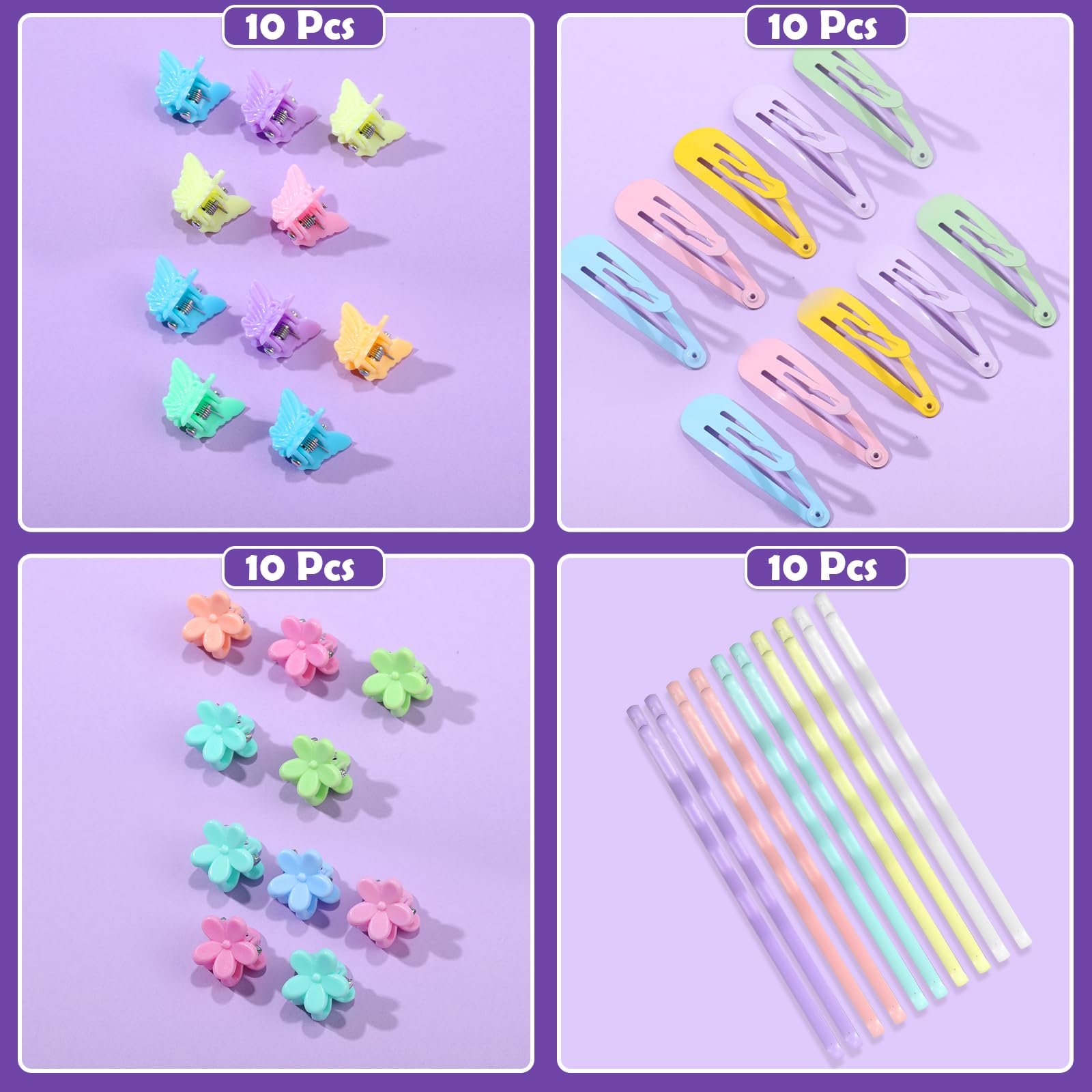Elastic Hair Bands Hair Ties For Girls - Teenitor Hair Accessories Set With Snap Clips And Pin Tail Comb Hair Accessories For Kids Thin Hair Bands