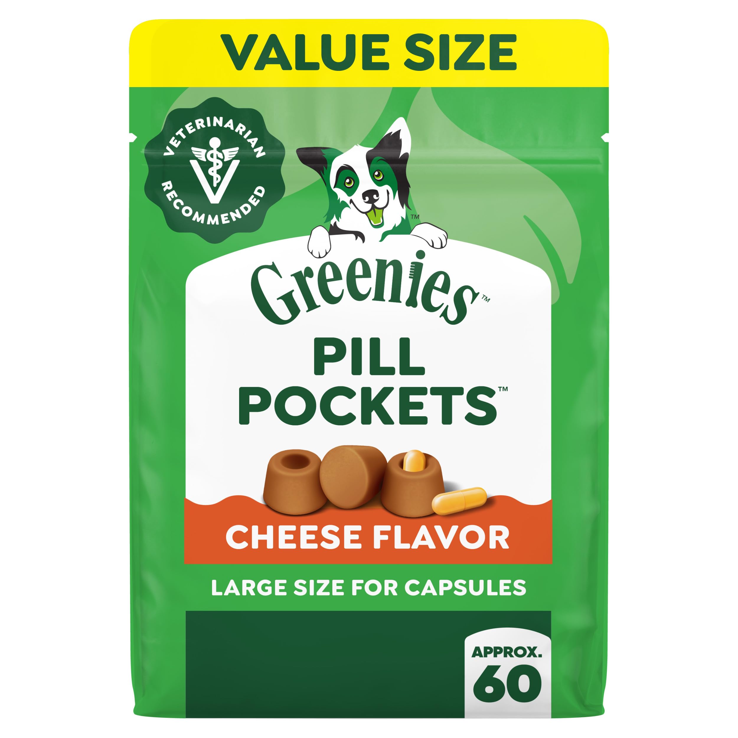 Greenies Pill Pockets Large Size Dog Treats, Cheese Flavor, 15.8 oz