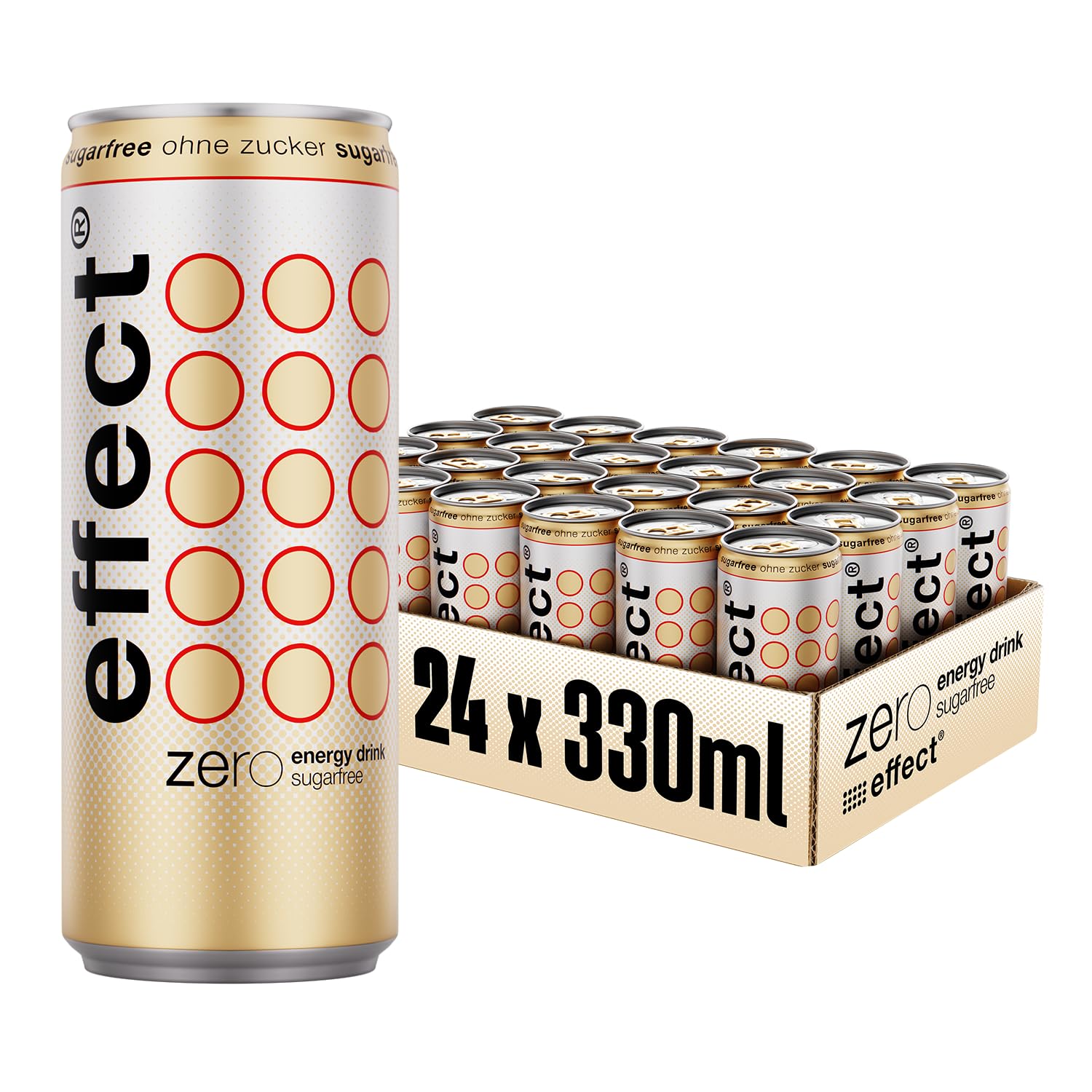effect Energy Drink ZERO SUGAR – Tray mit 24 x 330 ml Energy Dosen Einweg, Koffeinhaltiges Erfrischungsgetränk ohne Zucker mit B-Vitaminen – einzigartig & erfrischender Geschmack, vegan