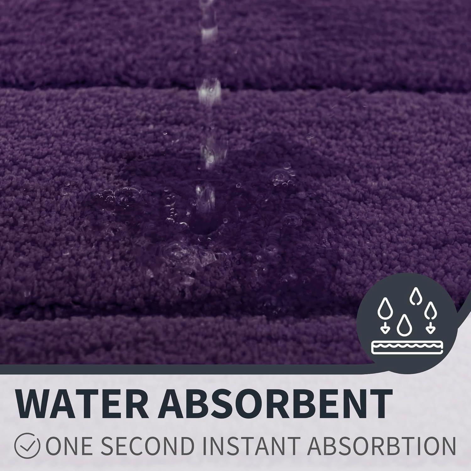 GRANNY SAYS Bathroom Rugs Non Slip Washable, Soft Bath Mats for Bath, 16" x 24", Super Absorbent Bath Mat Small Rug, Shaggy Bathroom Floor Mat, Tub and Shower, Purple - Image 3