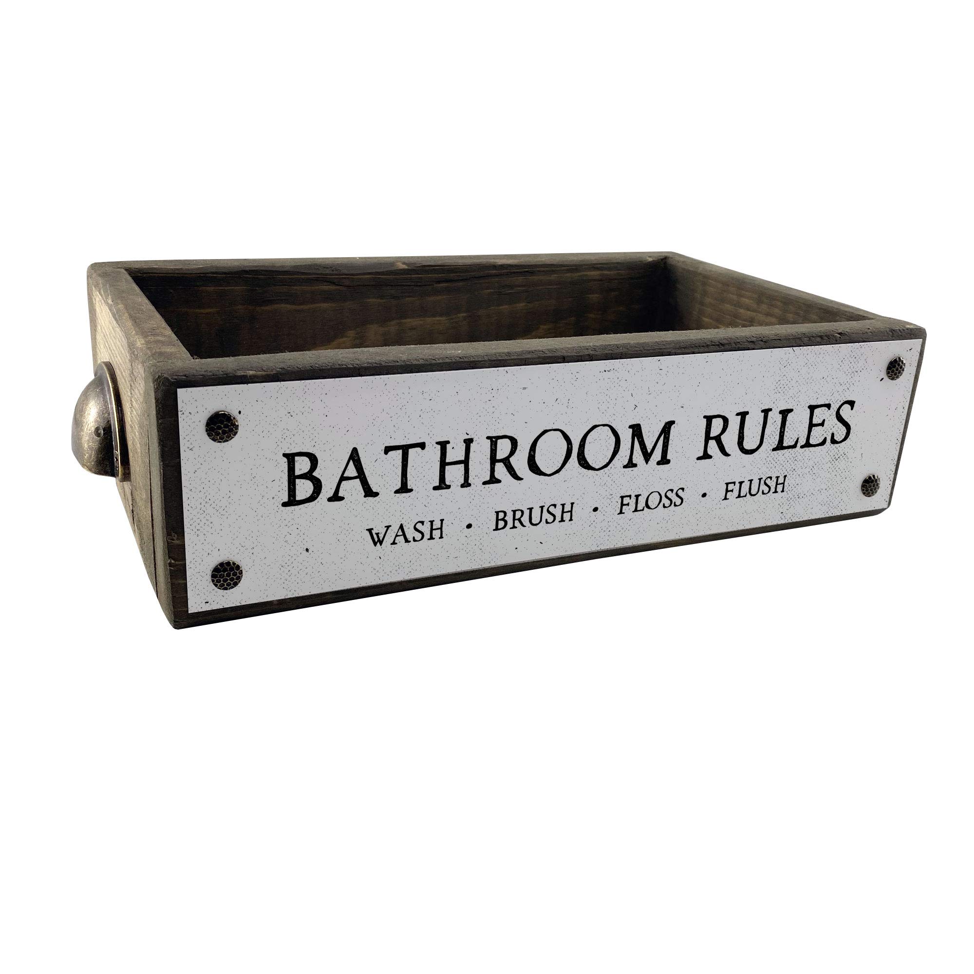ANVEVO Lustige Badezimmer-Deko-Box Mit Spruch – Rustikale Holzbox Für Toilettenpapier & Mehr