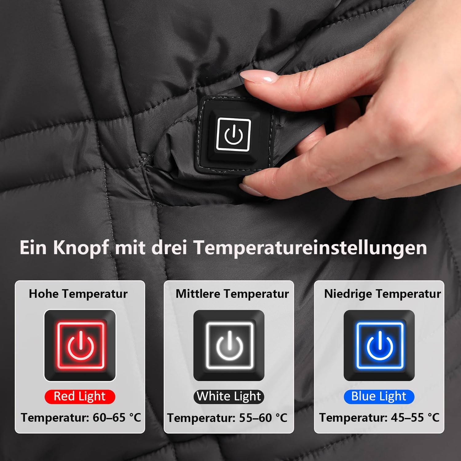 Heizdecke Kabellos mit 7.4V Akku für Herren Damen, Elektrische Wärmekissen Tragbar Beheizter Schal für Zuhause, Büro, Reisen, Wandern