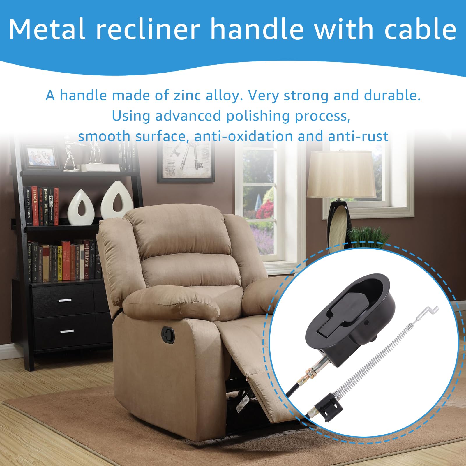 Poignée De Rechange Universelle Pour Fauteuil Inclinable - Avec Câble Et Ressort - En Alliage Aluminium - Noir