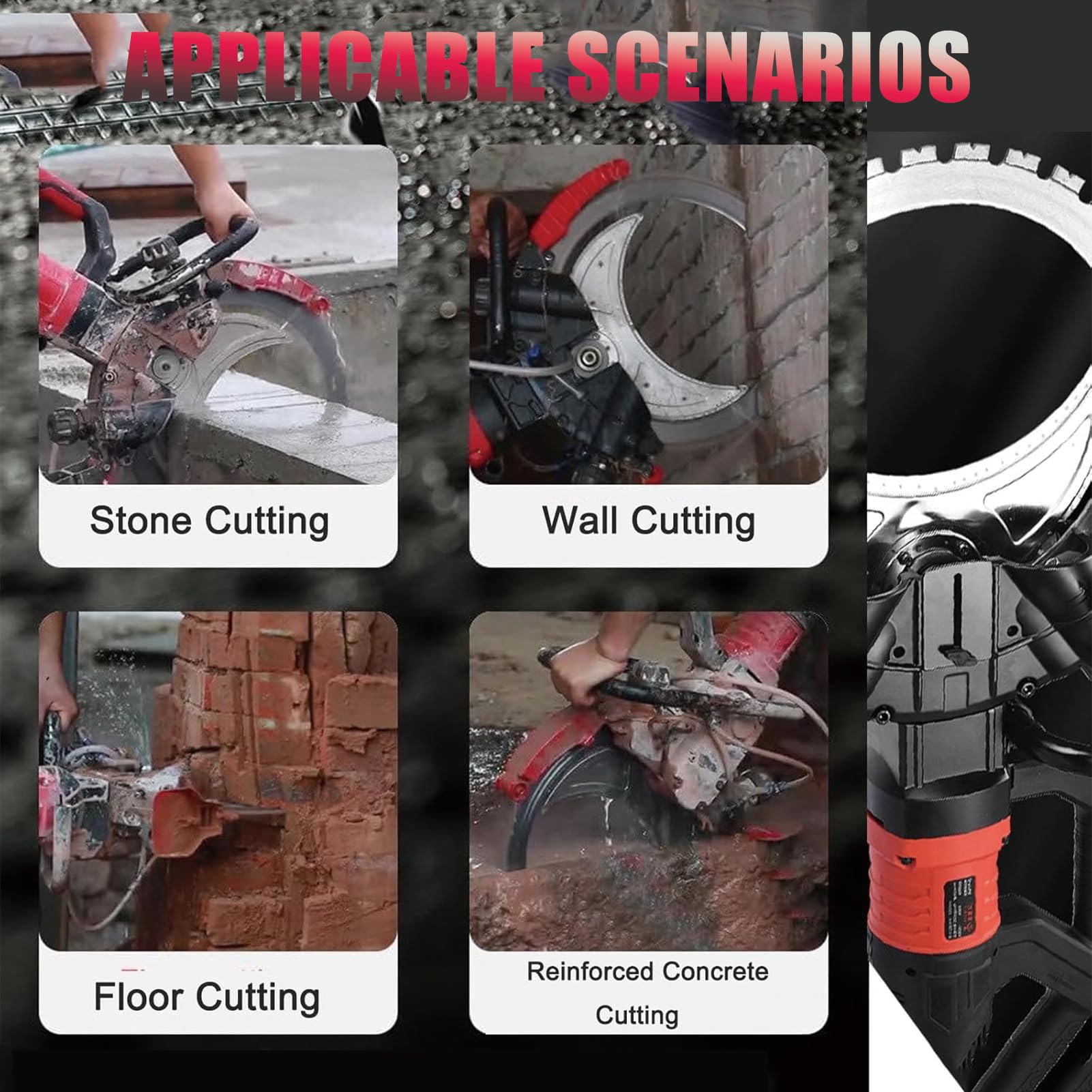 Ranuradora de Pared con Extractor de Polvo, máquina eléctrica para Cortar hormigón, 3000 RPM, Incluye 2 Discos de Diamante, Ideal para reformas de construcción.