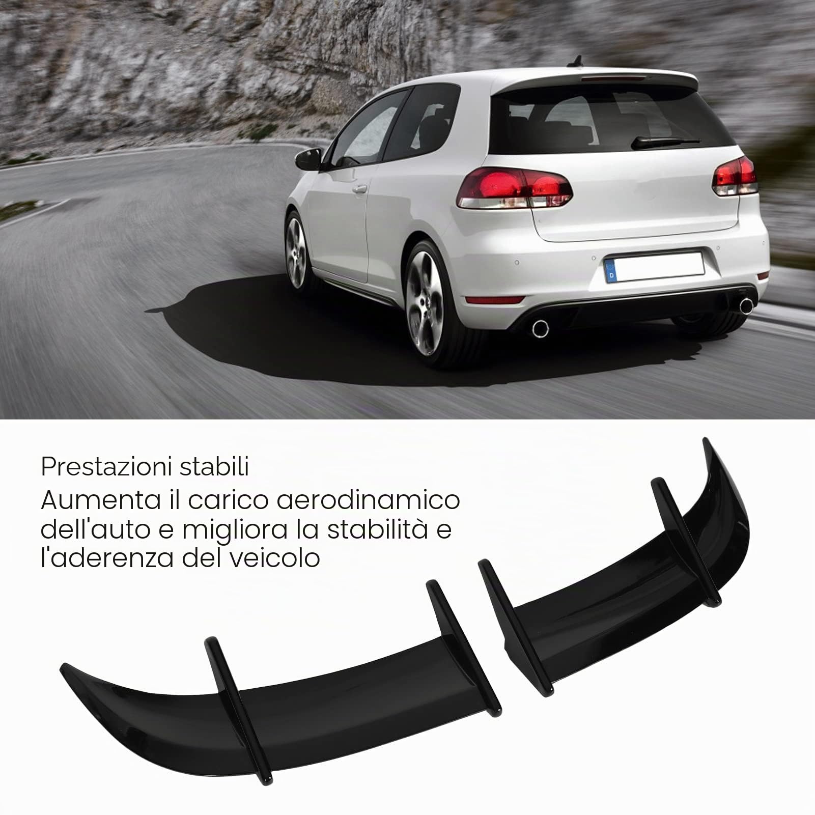 ZJchao Spoiler Universale, ABS WITH LUSE ACCESSORI ESTERNO AUTO ALONON UNIVERSAL DEPORTIVO PARA AUTO PER TRUNK (nero lucido)