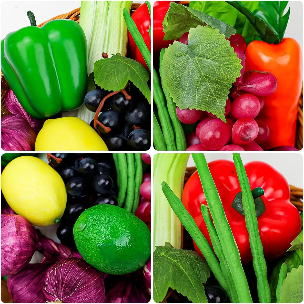 11 Pcs Fake Vegetables,Realistic Artificial Vegetable and Fruits for Decoration,Fake Veggies Garlic Bell Peppers Props Display