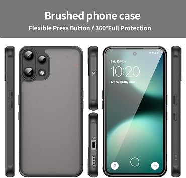 Ultra Thin Matte Case for Nothing Phone (3a) Lite, Military Grade Drop Protection, Frosted Translucent PC Back & Soft TPU Edge Bumper Cover, Black