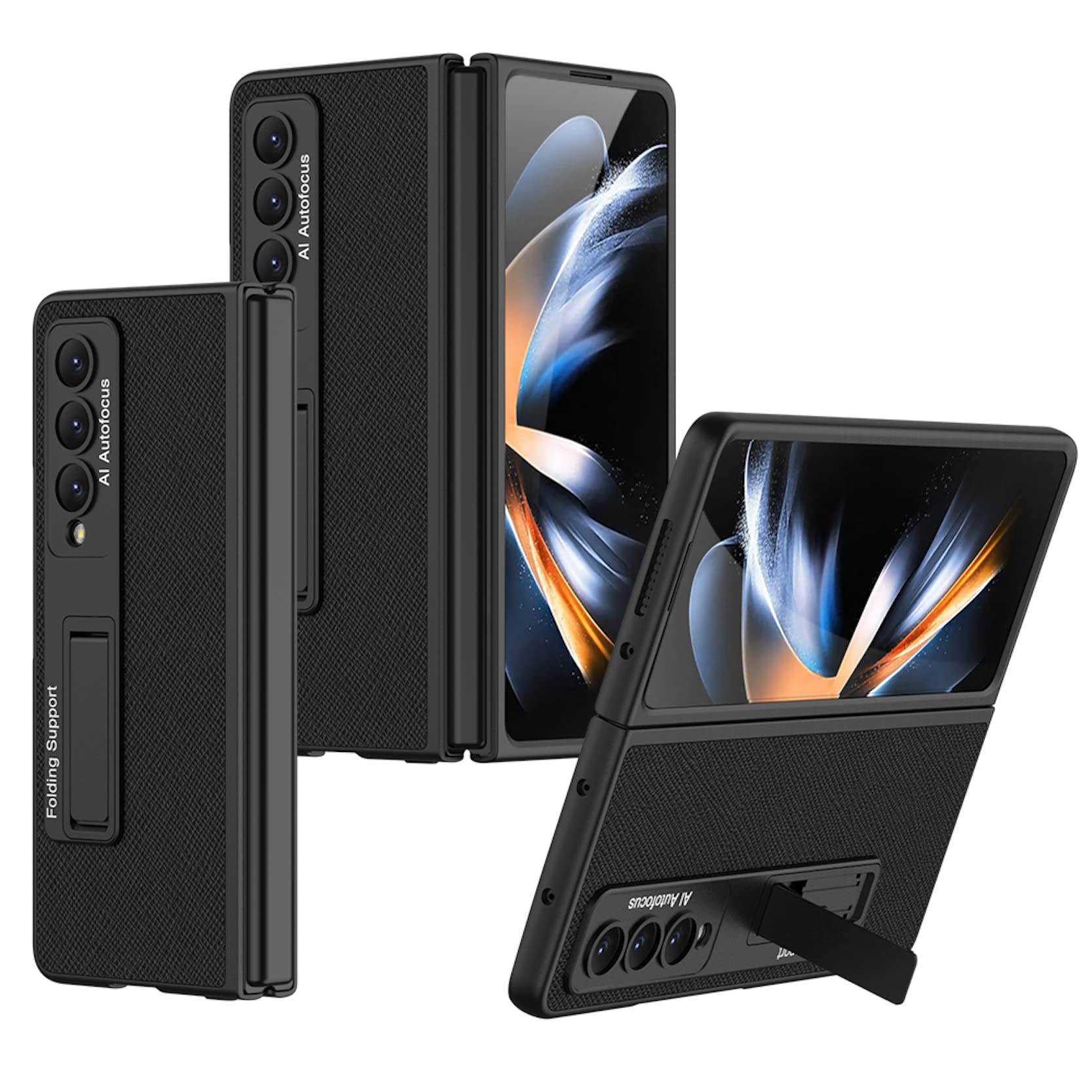 BOUNCEBACK Case Cover with Kickstand for Samsung Galaxy Z Fold4 5G / Galaxy Fold 4 Case Cover - (Black Grid | Leather) (B0BG2PR7RD) Amazon Price History, Amazon Price Tracker