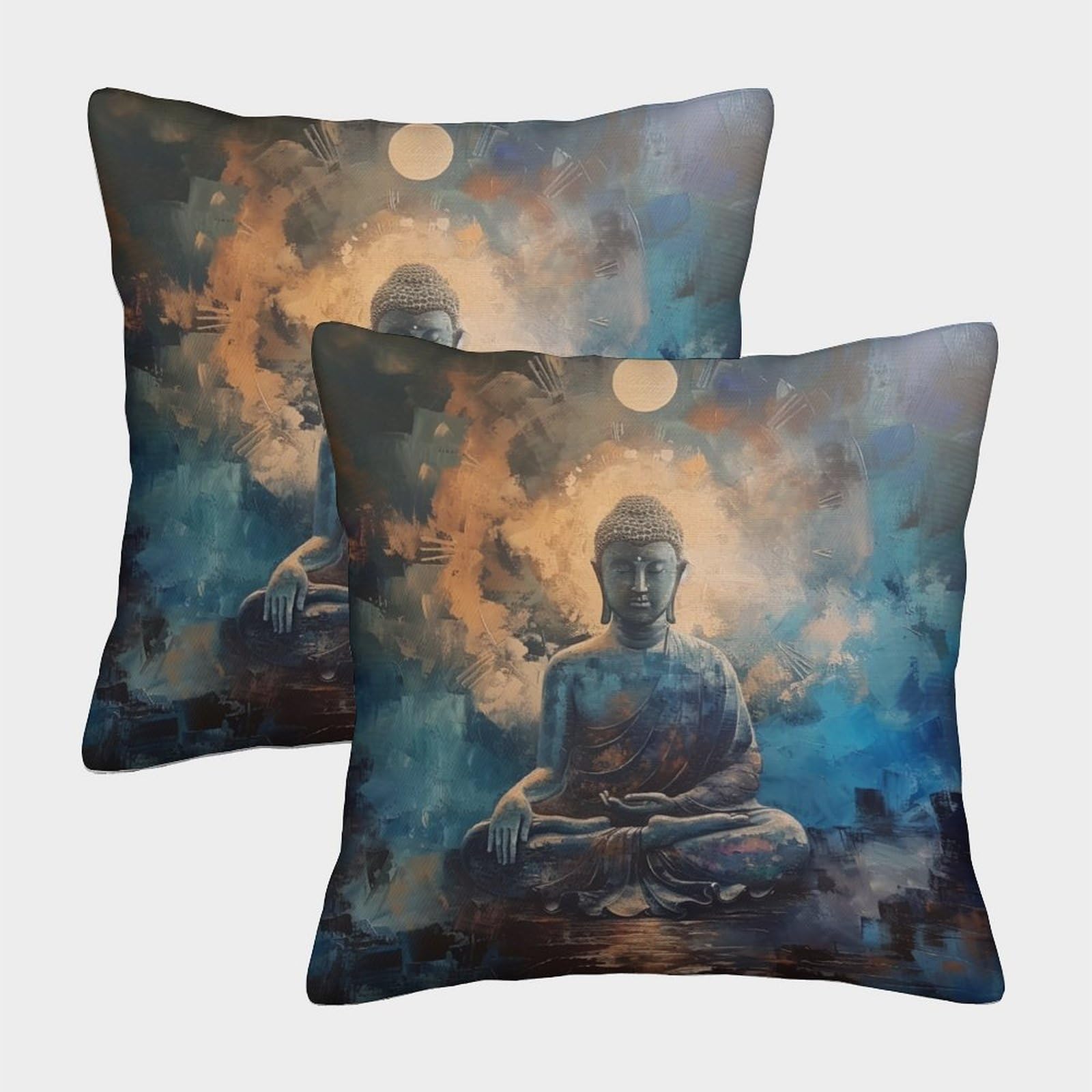 Lehuaima Style-6 3D Printed Buddha Statue Square Pillowcases Pillow Case Cushion Decorative Super Soft Pack Of 2 Home Decor For Sofa Bedroom 50X50cm