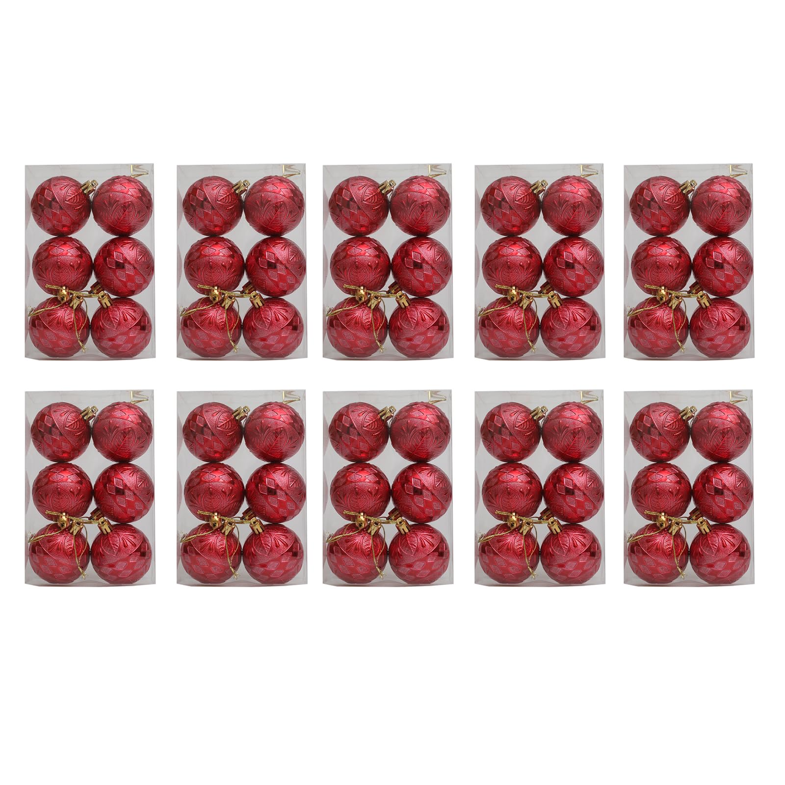 Boules de Noël colorées anti-ternissement : lot de 10 suspensions en relief solides