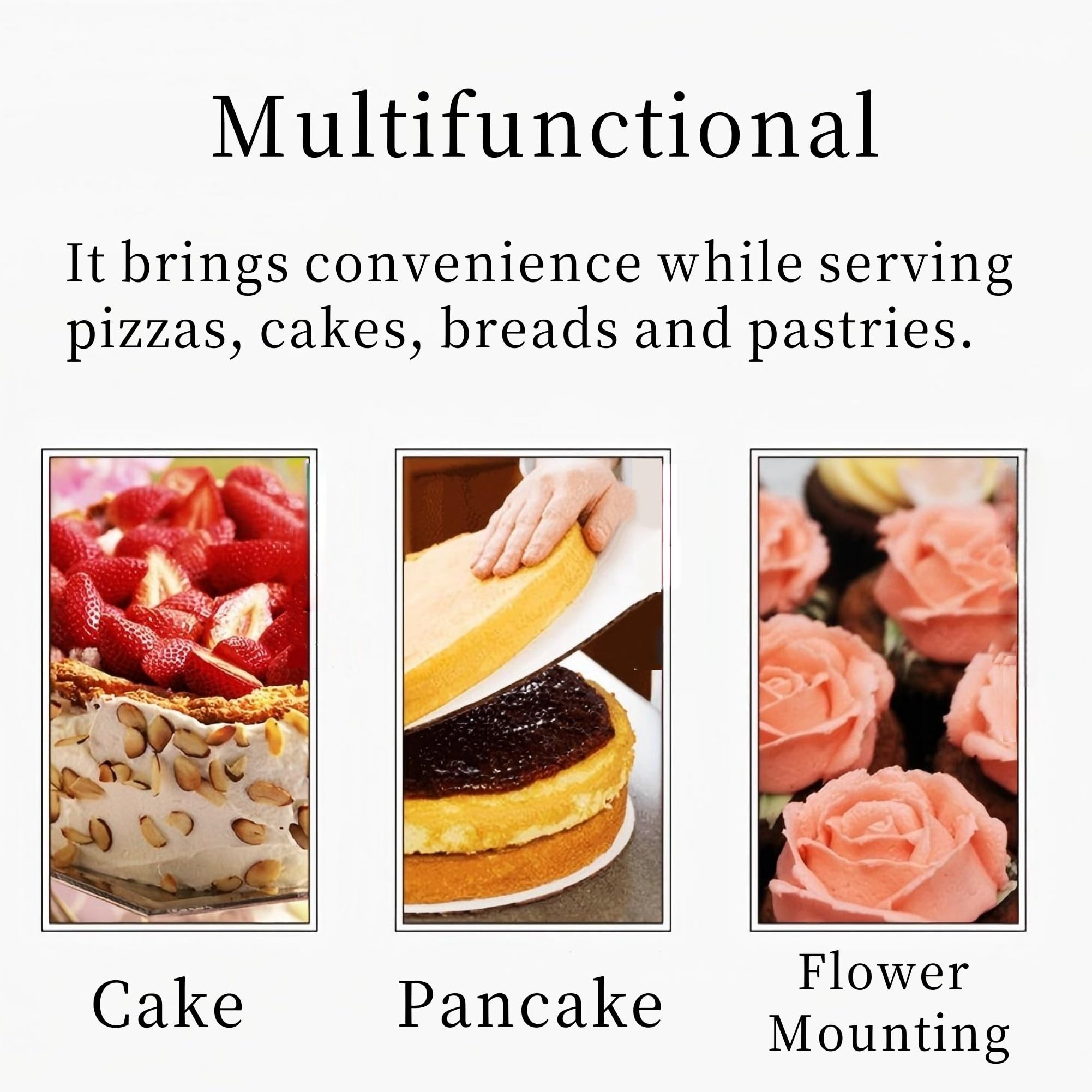 Levantador de pasteles de acero inoxidable y pala de transferencia de pizza, herramienta de hornear de 12 pulgadas para pastelería, espátula de galletas con mango antideslizante, esenciales para 6