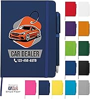 Vista 1 de Personalized Notebook Journal – Customized Notebook with Name, Text or Logo - 100 Page Custom Journal 5” x 7”. Leatherette Hardcover & Pen - Navy 1