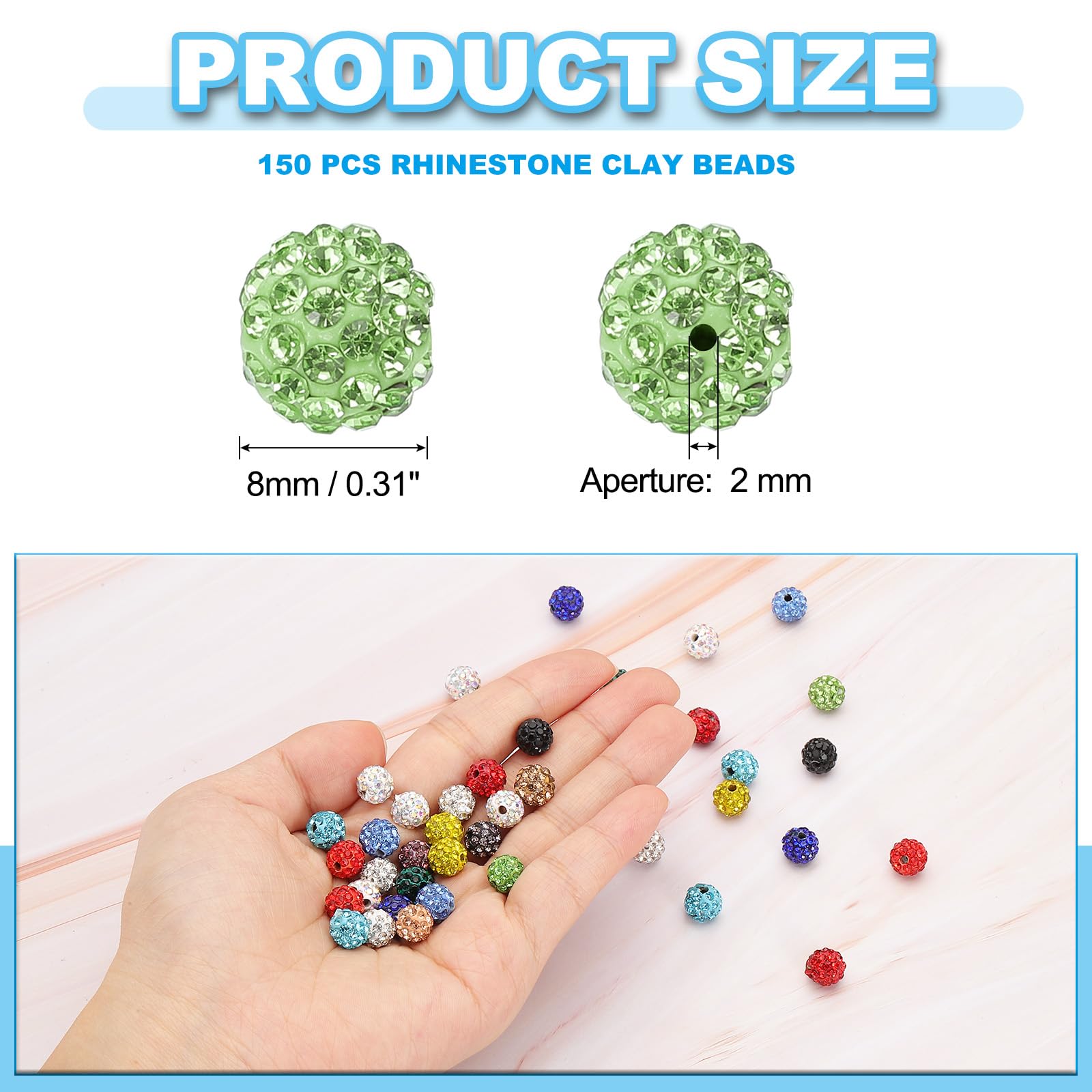PATIKIL 8mm Rhinestone Beads - Image 2