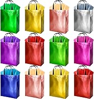 Vista 9 de BLEWINDZ Bolsas de Regalo Coloridas con Papel de Seda – 12 Bolsas de Regalo Reutilizables Tamaño Mediano - Ideales para Bolsa de Dulces, Cumpleaños