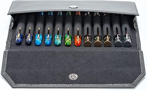 Miniatura 6 de Lanxivi Funda organizadora de 12 bolígrafos estilográficos de piel auténtica, funda protectora para bolígrafo con ranura divisora para bolígrafo