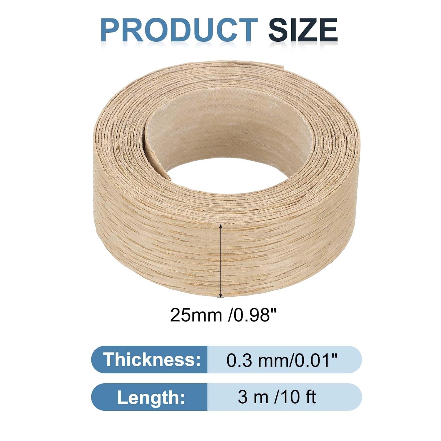 PATIKIL White Oak Edge Banding, 1 Inch x 10 ft Wood Veneer Tape Pre-glued Flexible Plywood Edge Banding with Hot Melt Adhesive for Furniture Restoration