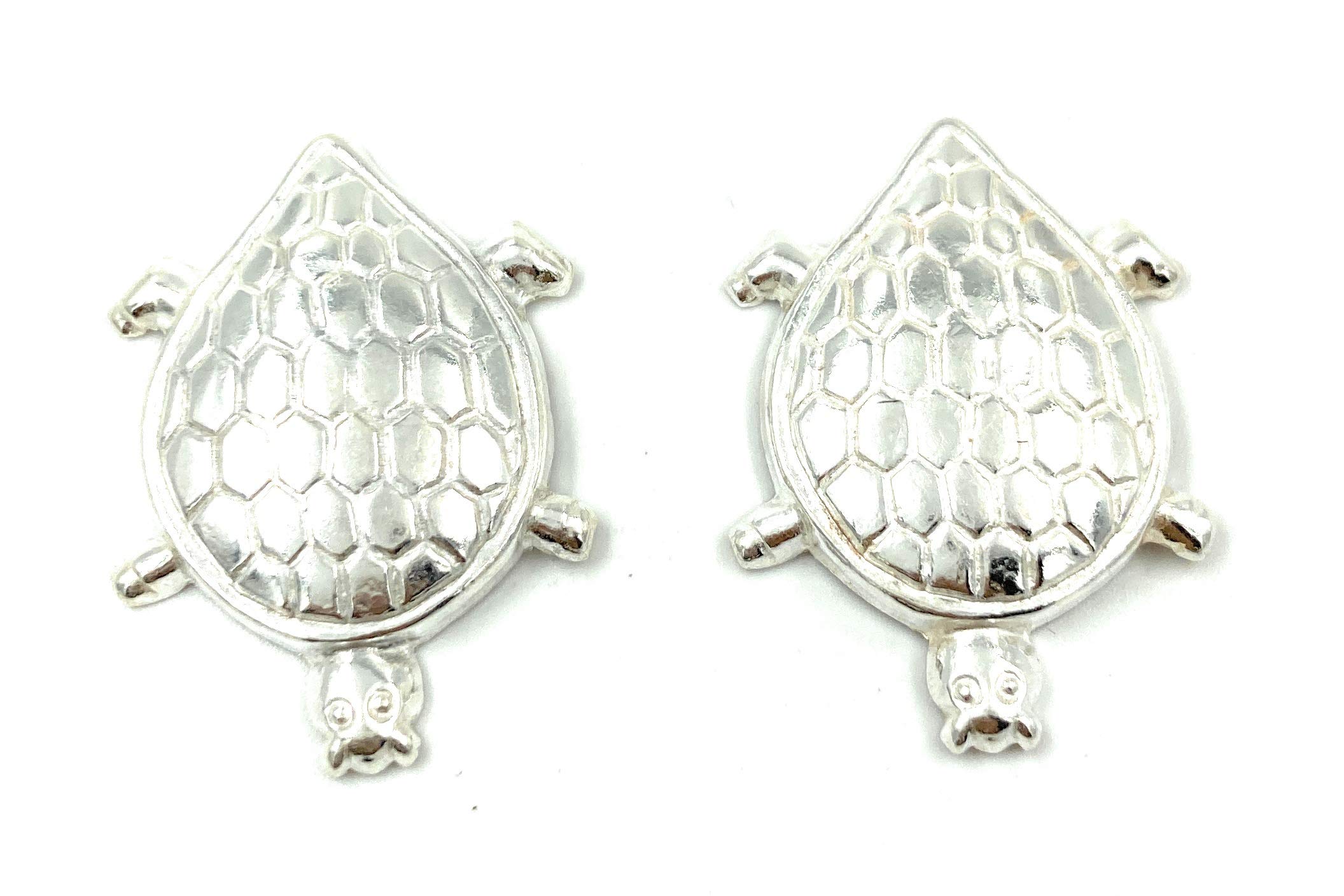 925 Sterling Silver Tortoise Chandi Ka Khachua Feng Shui Lucky Cham for Temple Décor |Home Décor |Gift | Vaastu |1 Pair |Hollow| Glossy Finish |Weight Approx. 2 GM