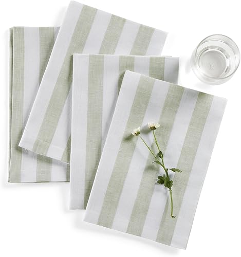 Miniatura 30 de Solino Home Sorrento - Juego de 4 manteles individuales de tela, 100 % lino puro, 14 x 19 pulgadas, hechos a mano y lavables a máquina Verde cazador